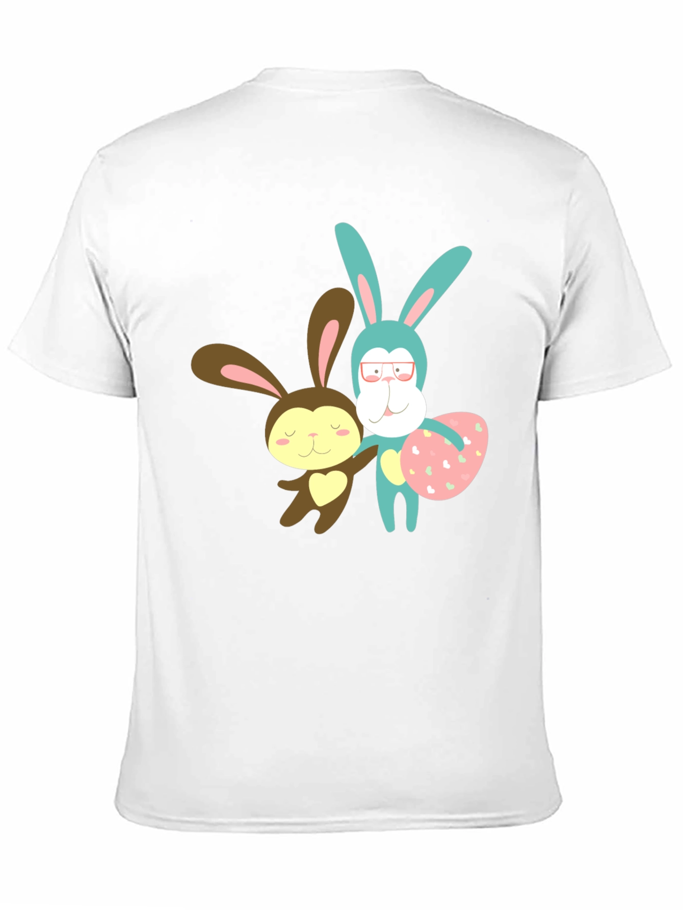 Cute Cartoon Bunny Black T-Shirt