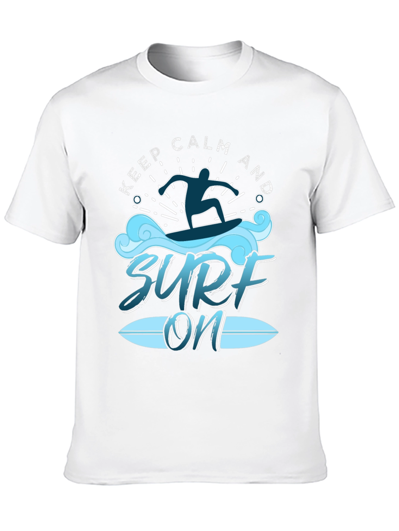Keep Calm and Surf On Black T-Shirt