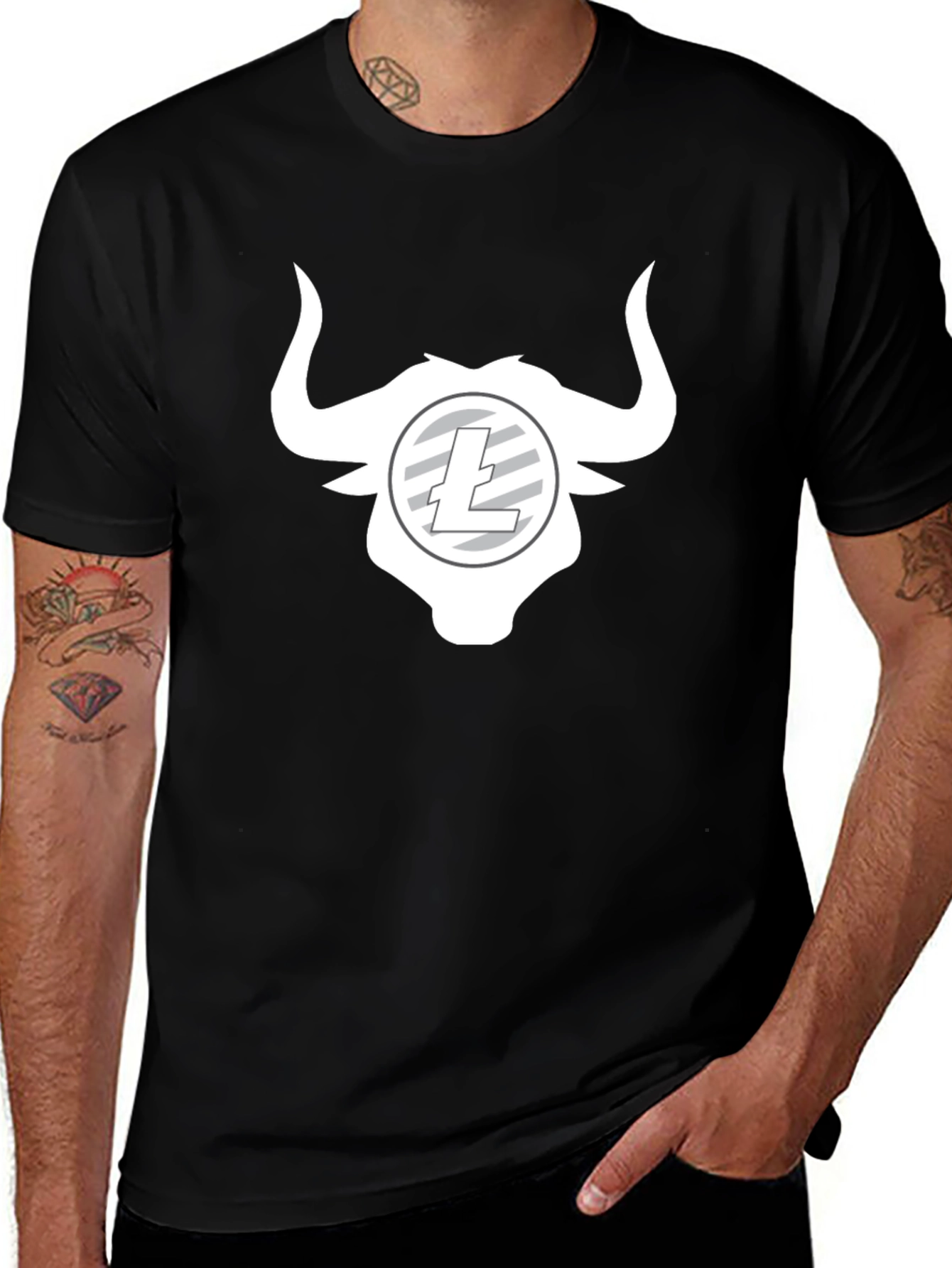 Bull Litecoin Crypto Black T-Shirt