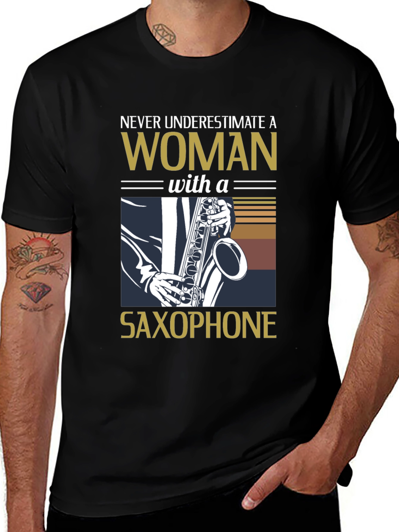 Never Underestimate Saxophone Woman T-Shirt