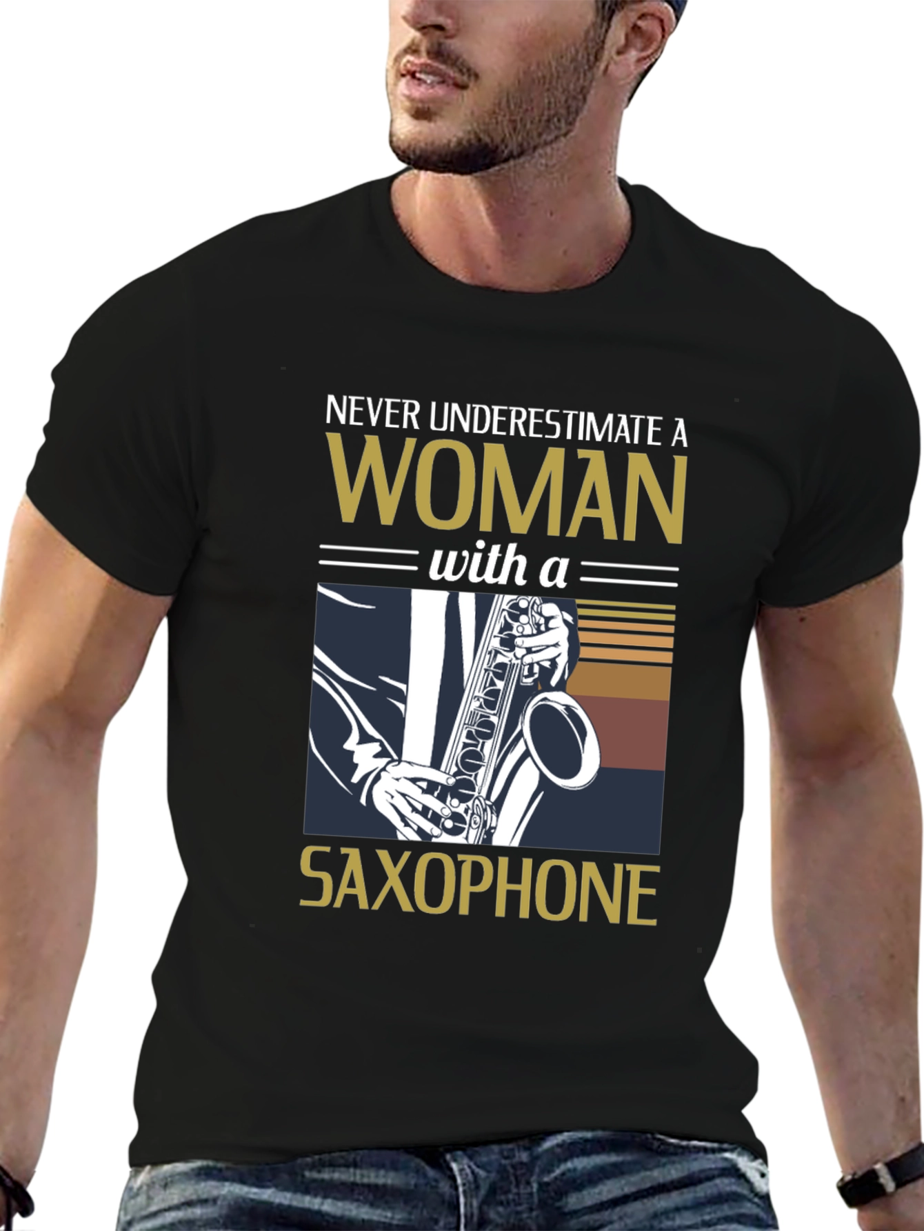 Never Underestimate Saxophone Woman T-Shirt