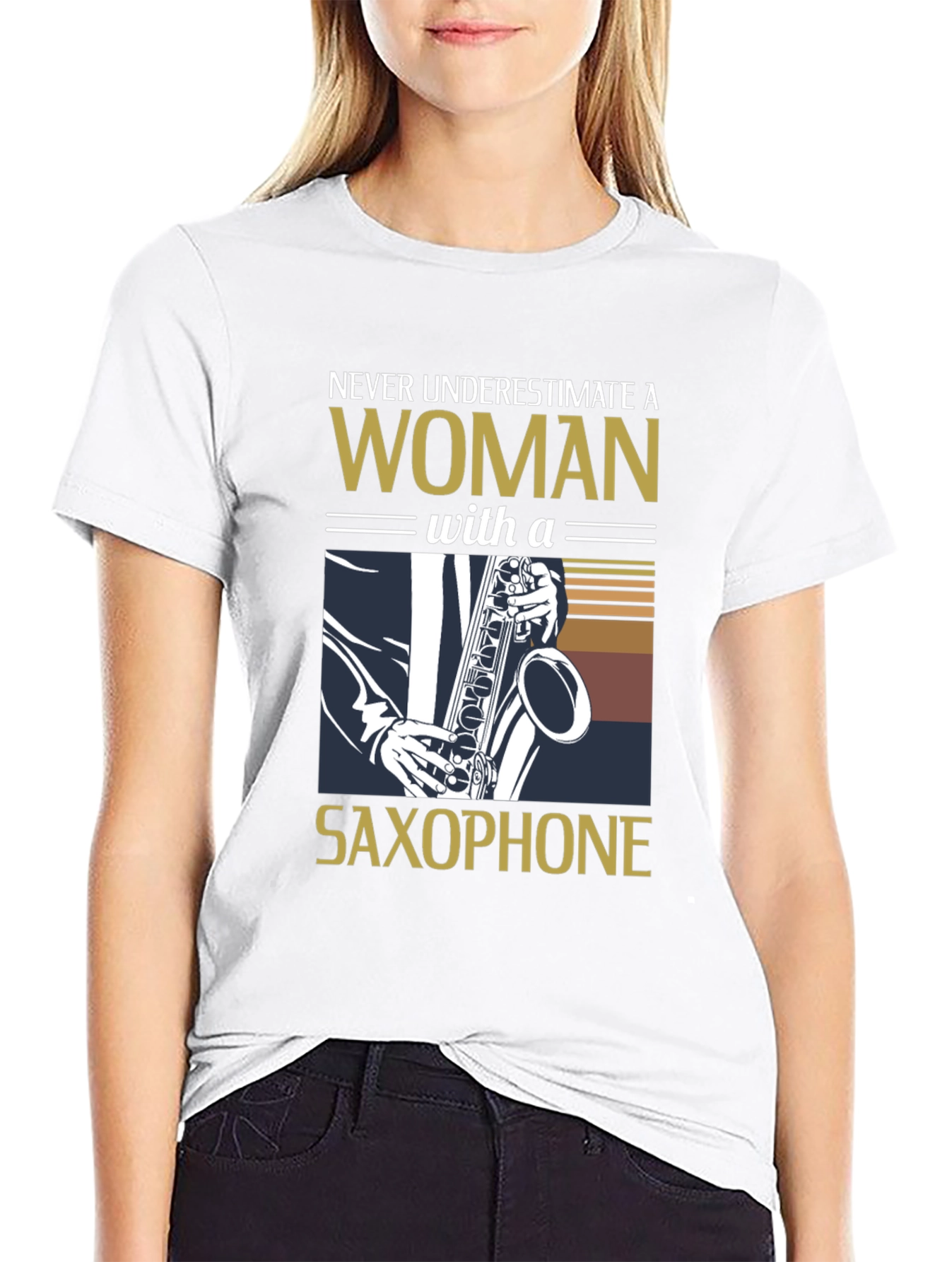 Never Underestimate Saxophone Woman T-Shirt
