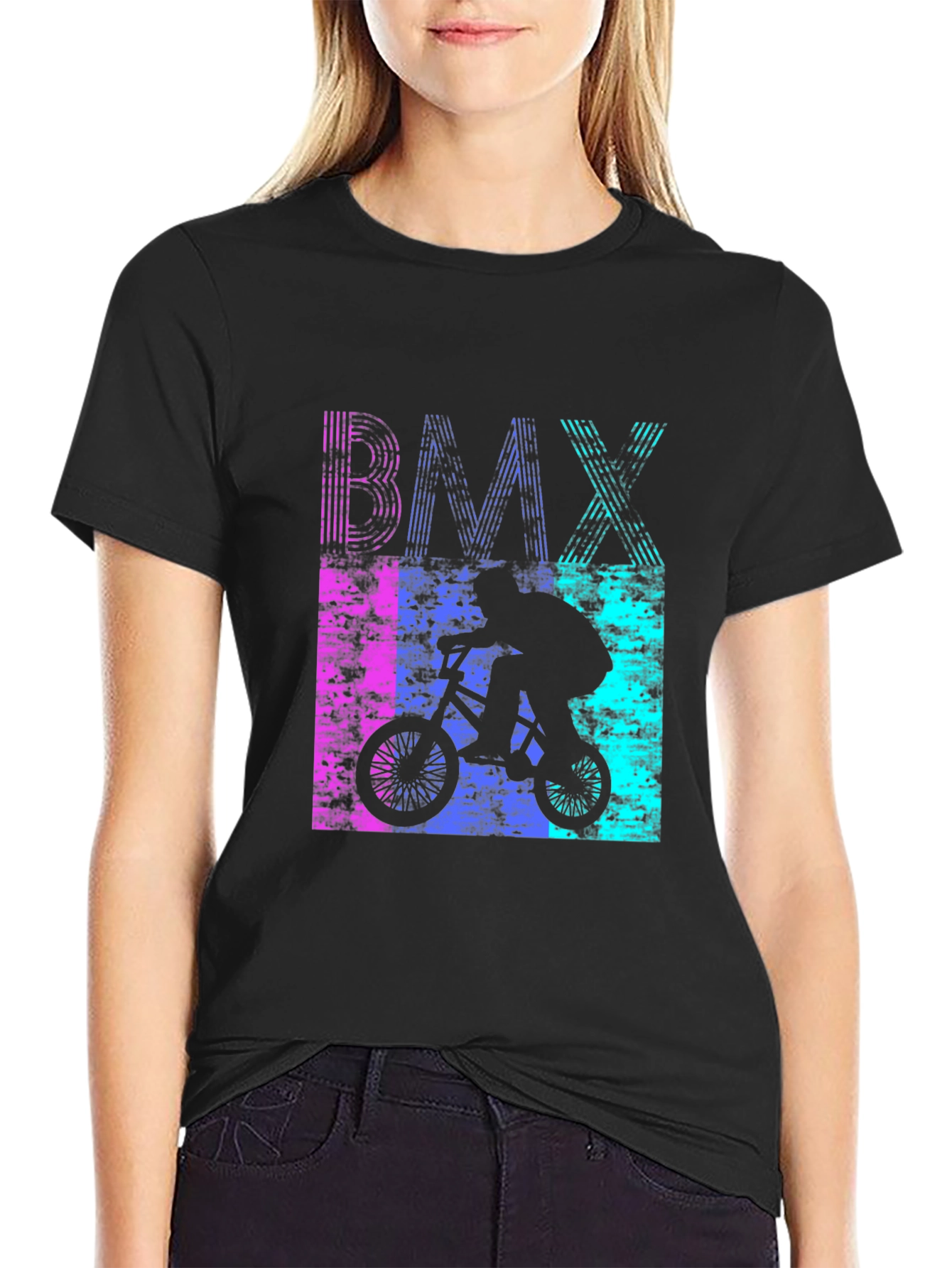 Retro BMX Rider Graphic Tee - Black