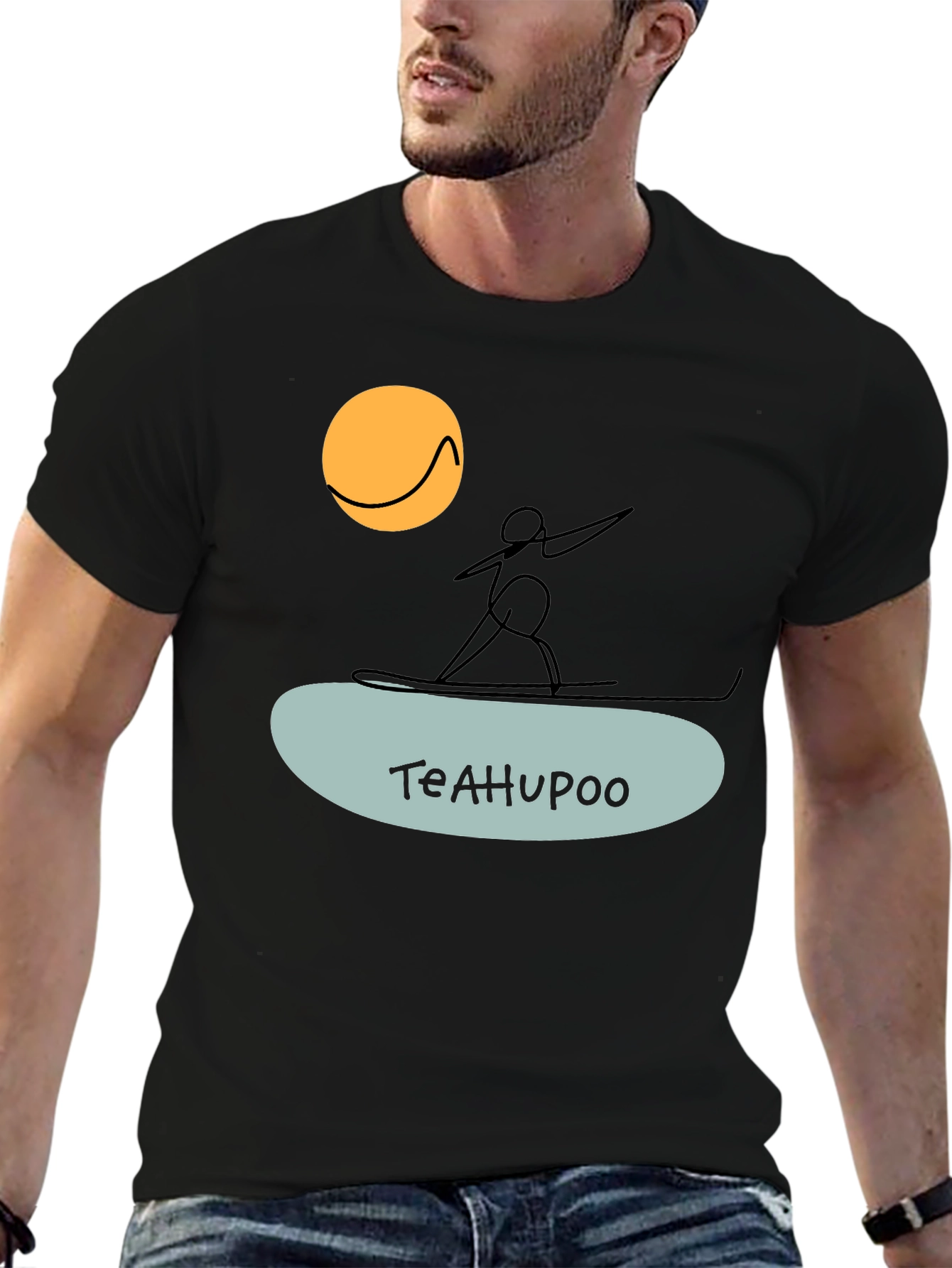 Teahupoo Surfer Graphic Tee - Black