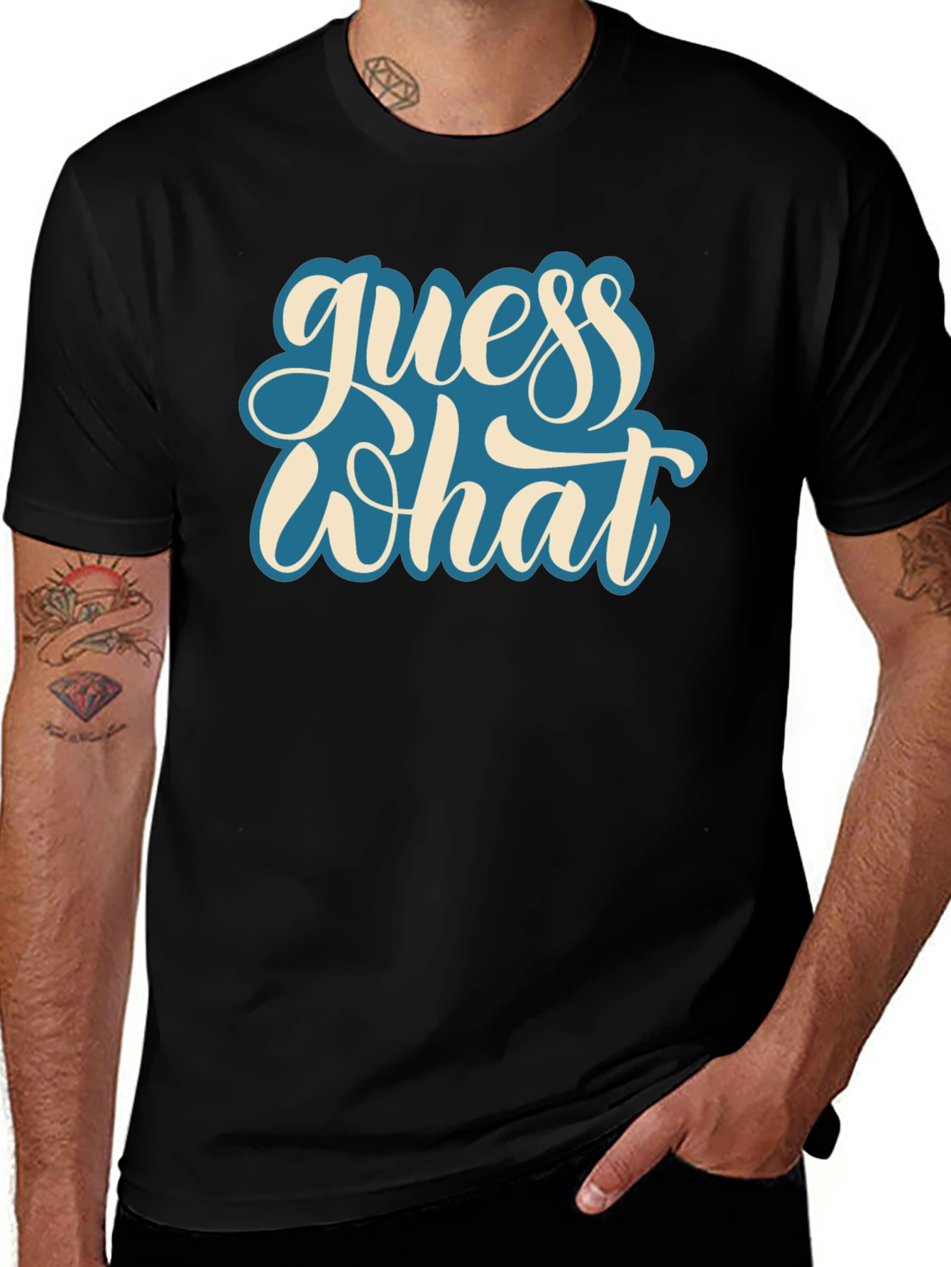 Guess What Black Graphic Tee - Casual Comfort