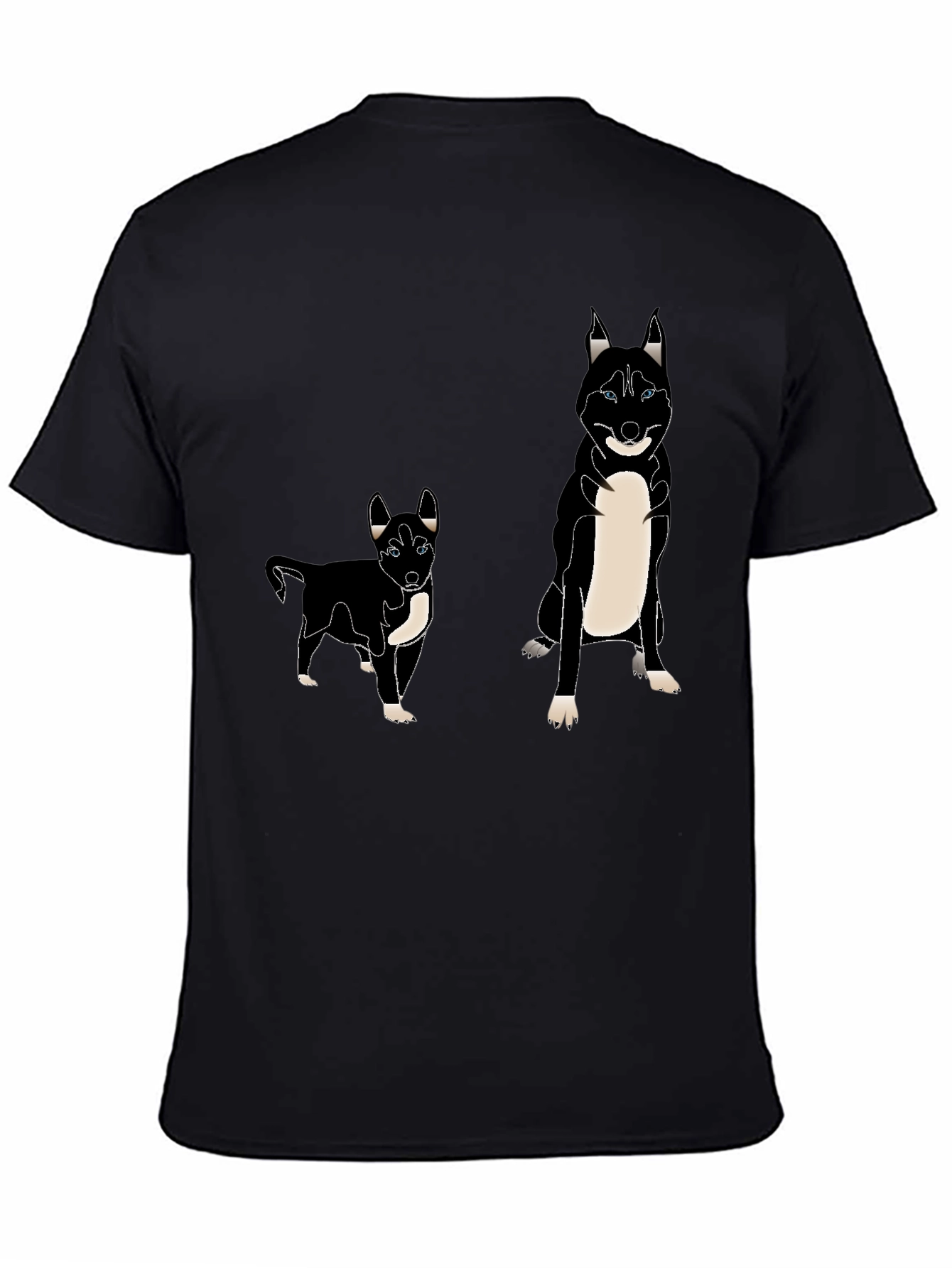 Husky Dog Print T-Shirt - Black