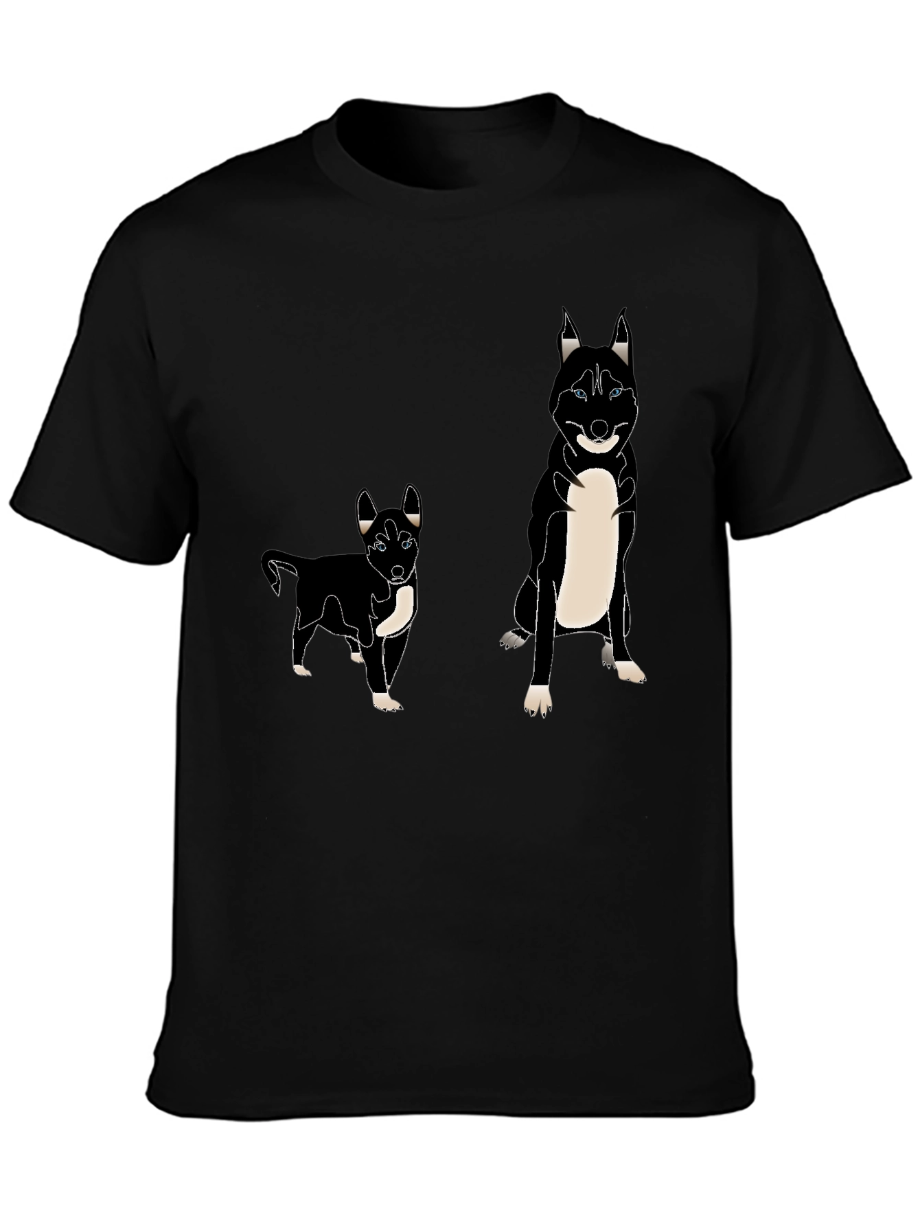 Husky Dog Print T-Shirt - Black