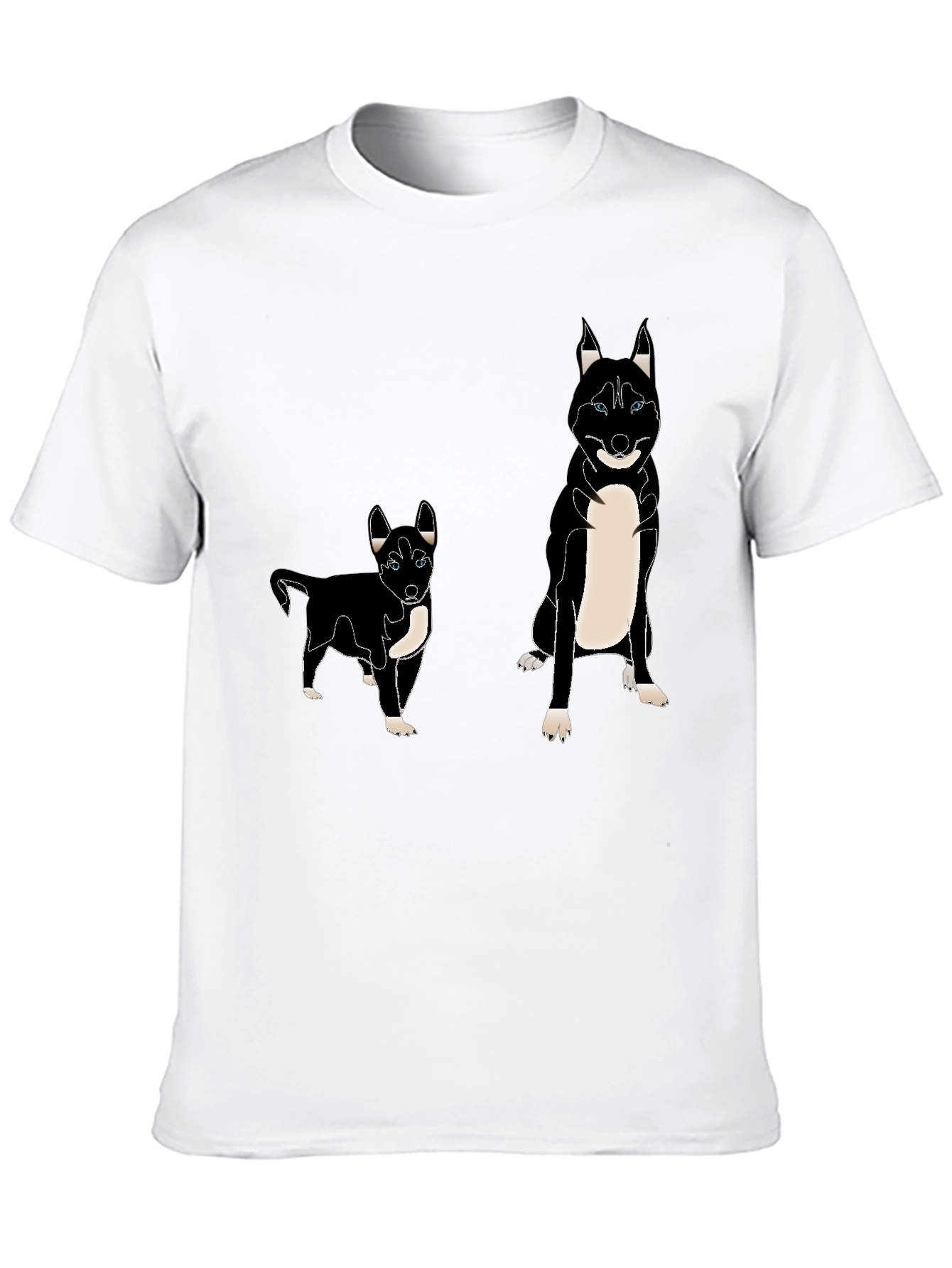Husky Dog Print T-Shirt - Black