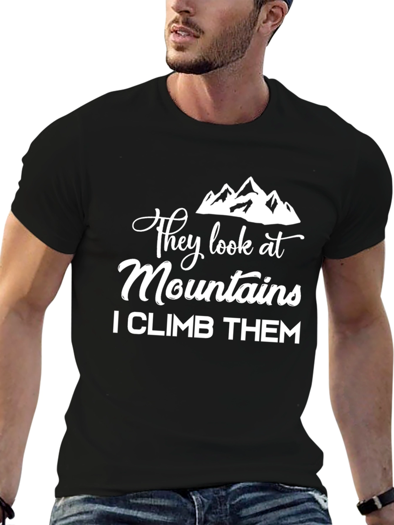 Mountains Climb T-Shirt - Black Cotton Tee