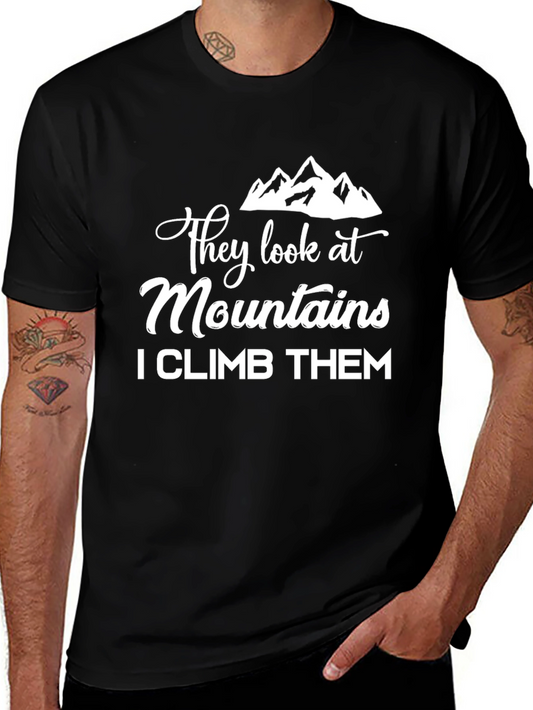 Mountains Climb T-Shirt - Black Cotton Tee