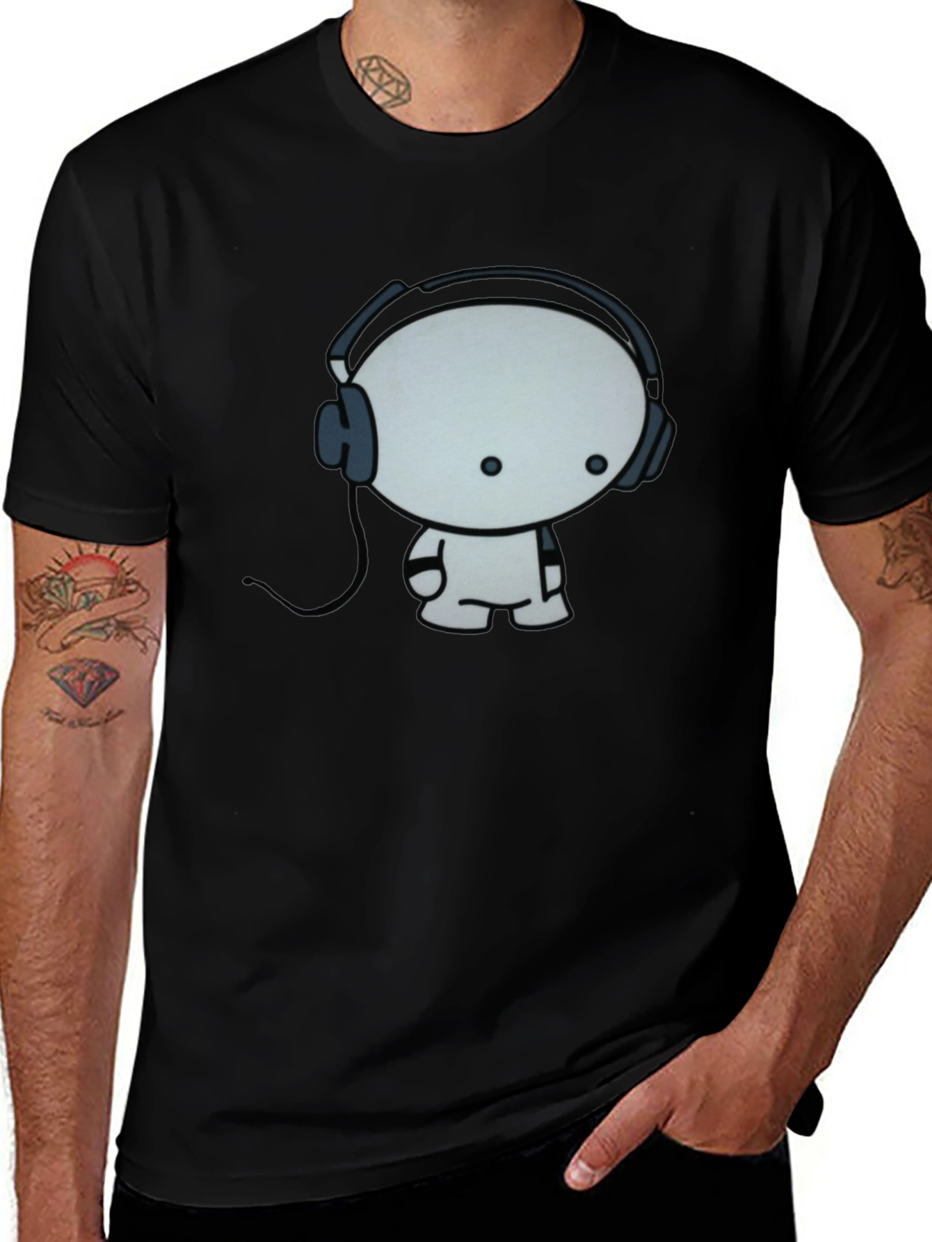 Cool Cartoon Character Graphic Black T-Shirt