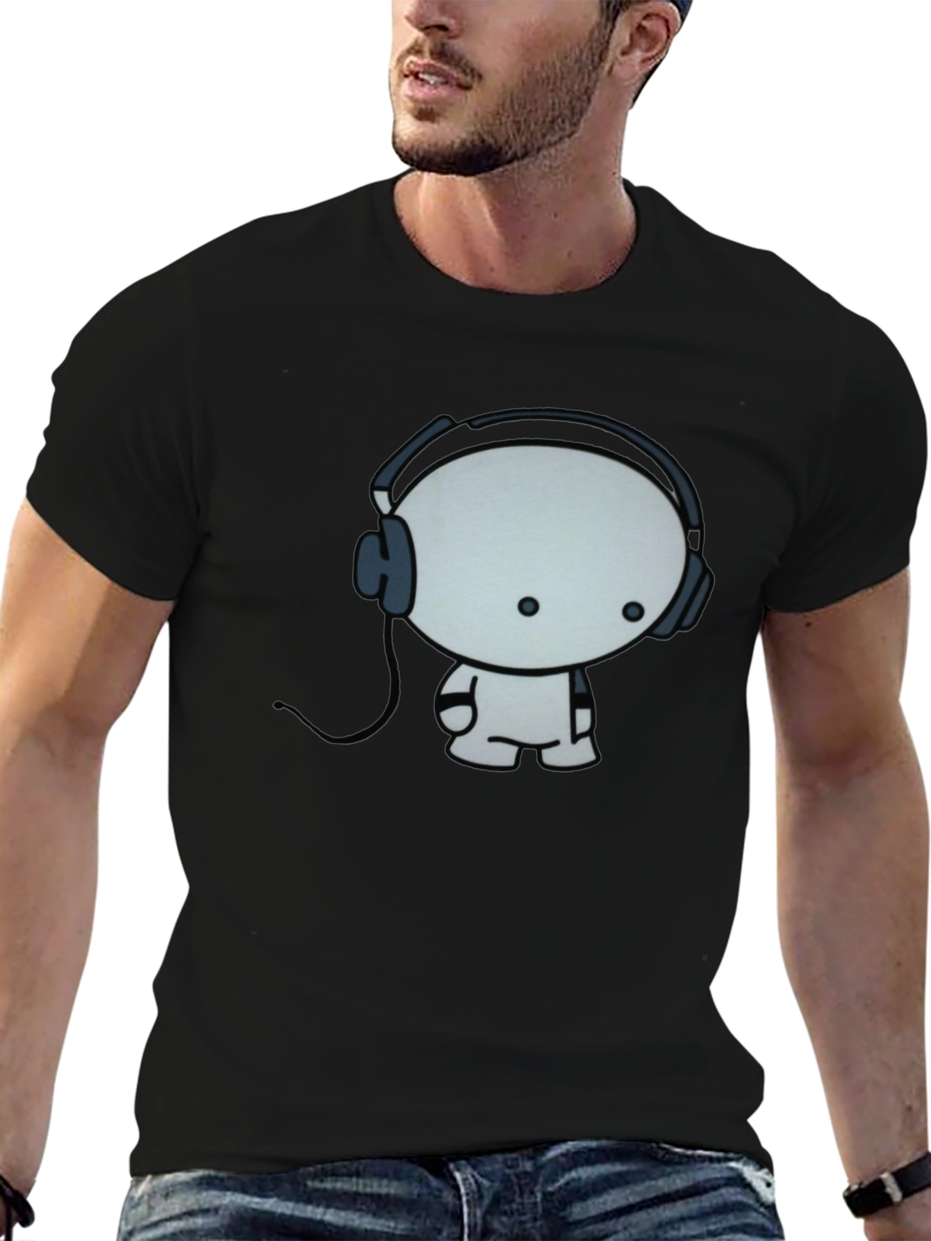 Cool Cartoon Character Graphic Black T-Shirt