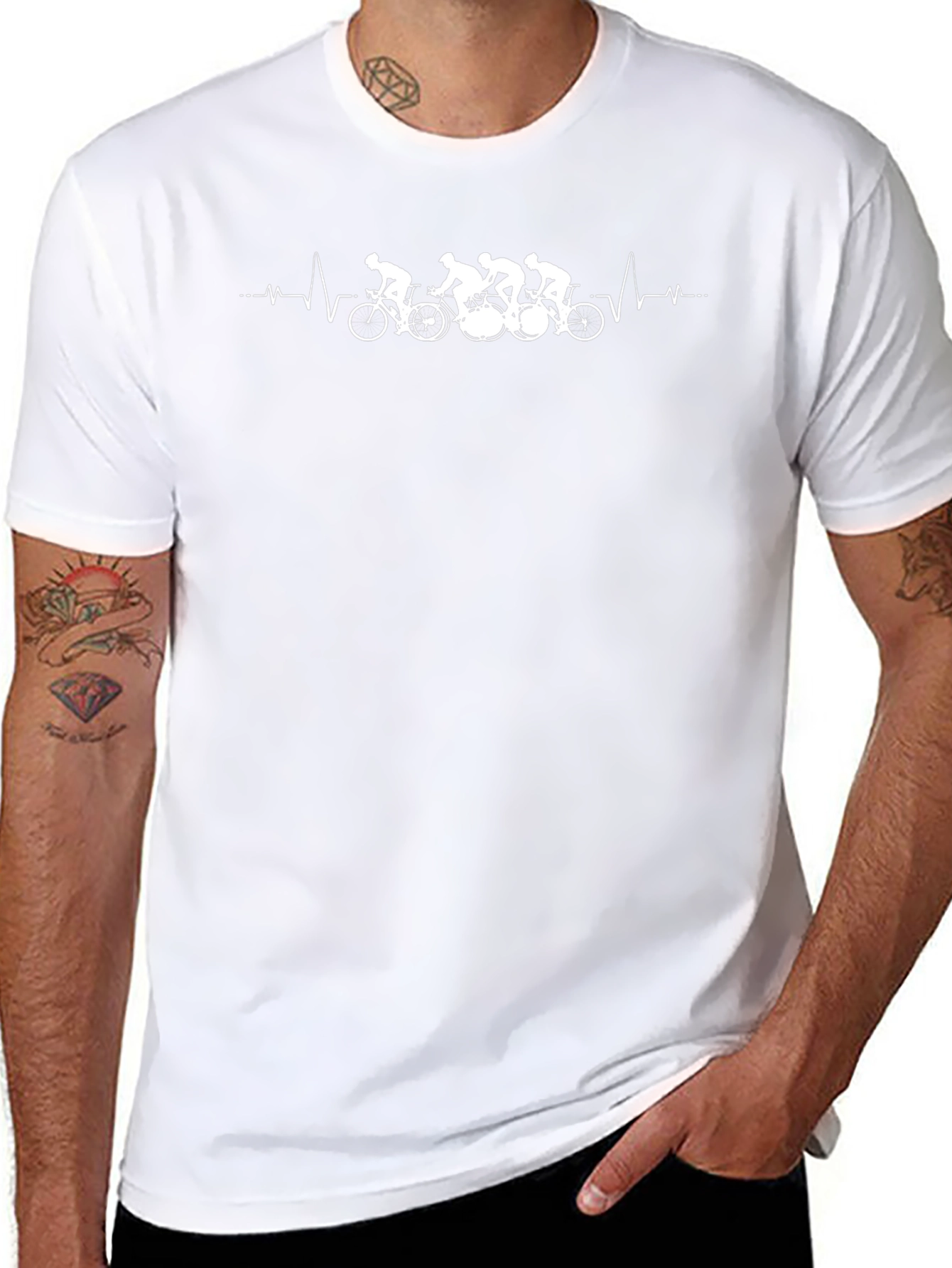 Cycling Heartbeat T-Shirt - Sporty Mens Tee