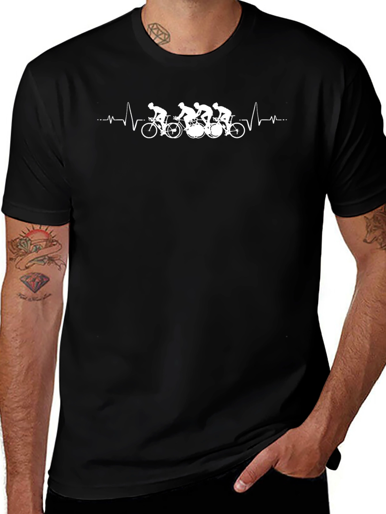 Cycling Heartbeat T-Shirt - Sporty Mens Tee