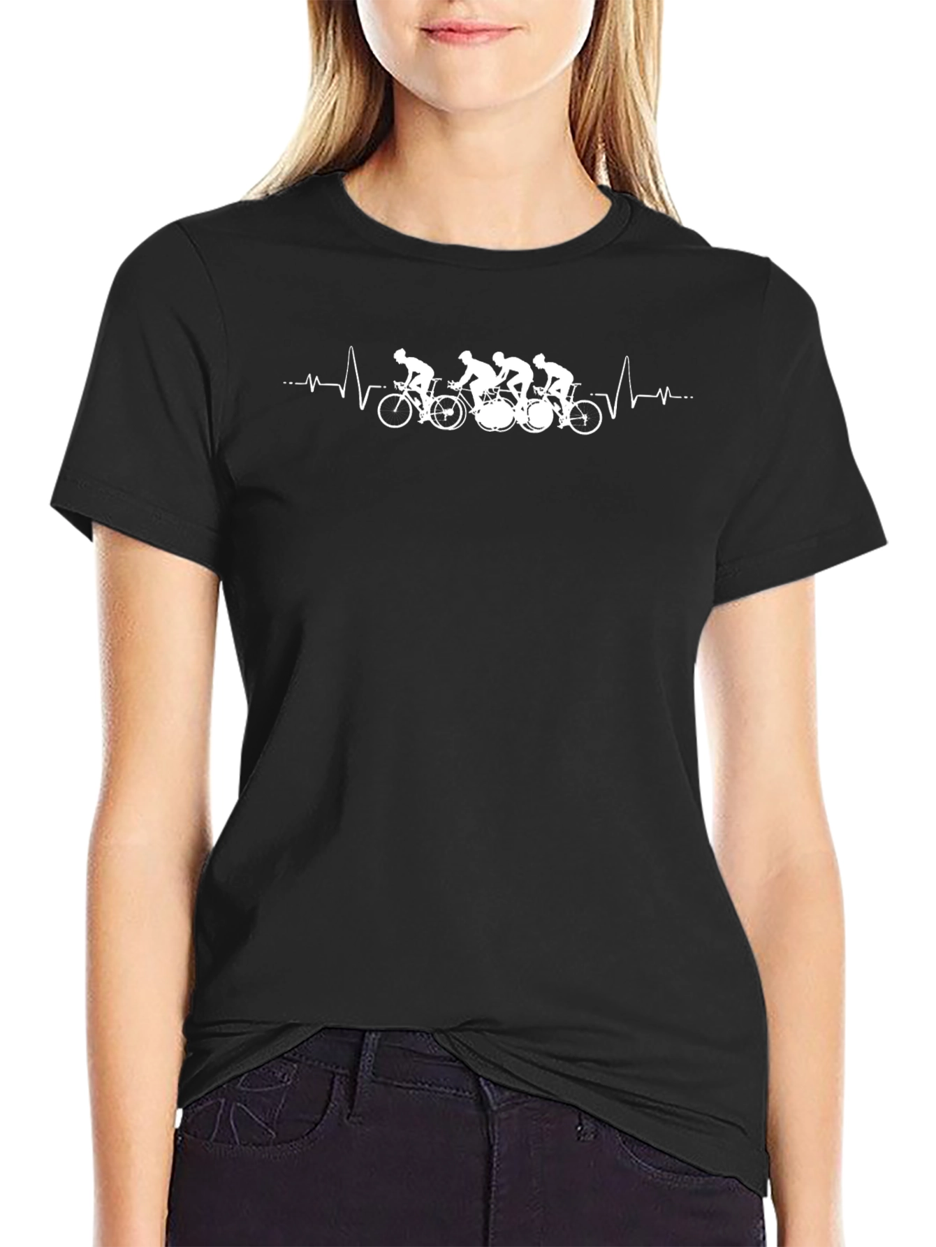 Cycling Heartbeat T-Shirt - Sporty Mens Tee