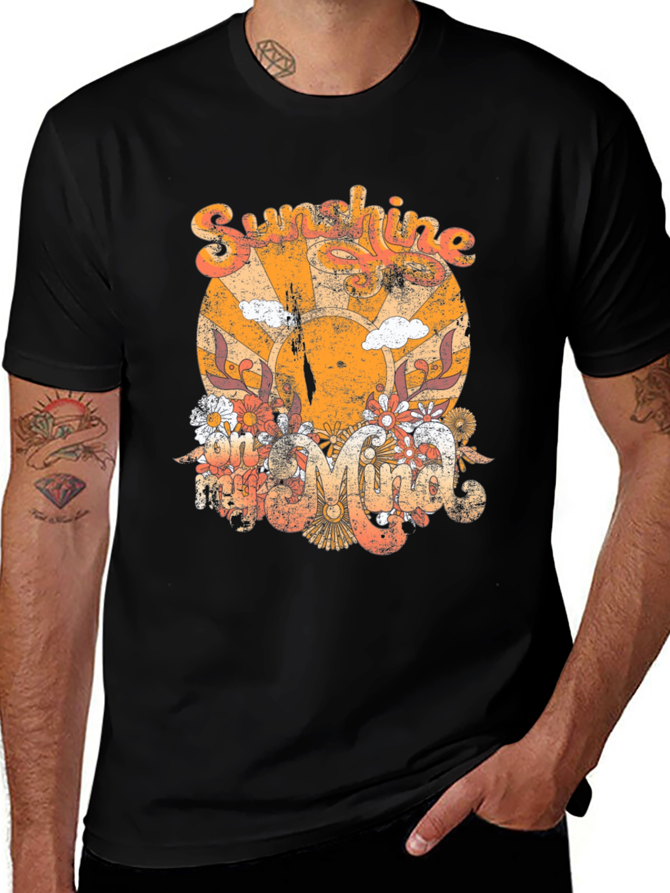 Retro Sunshine Graphic T-Shirt - Black