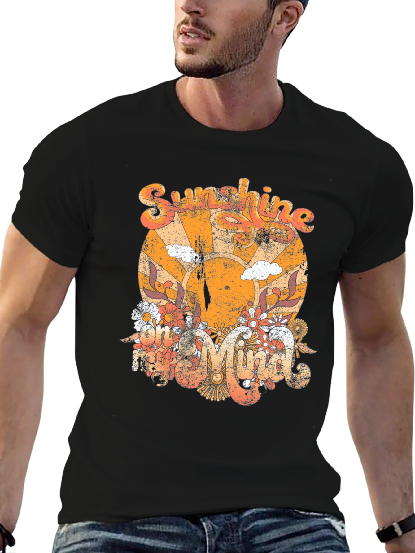 Retro Sunshine Graphic T-Shirt - Black
