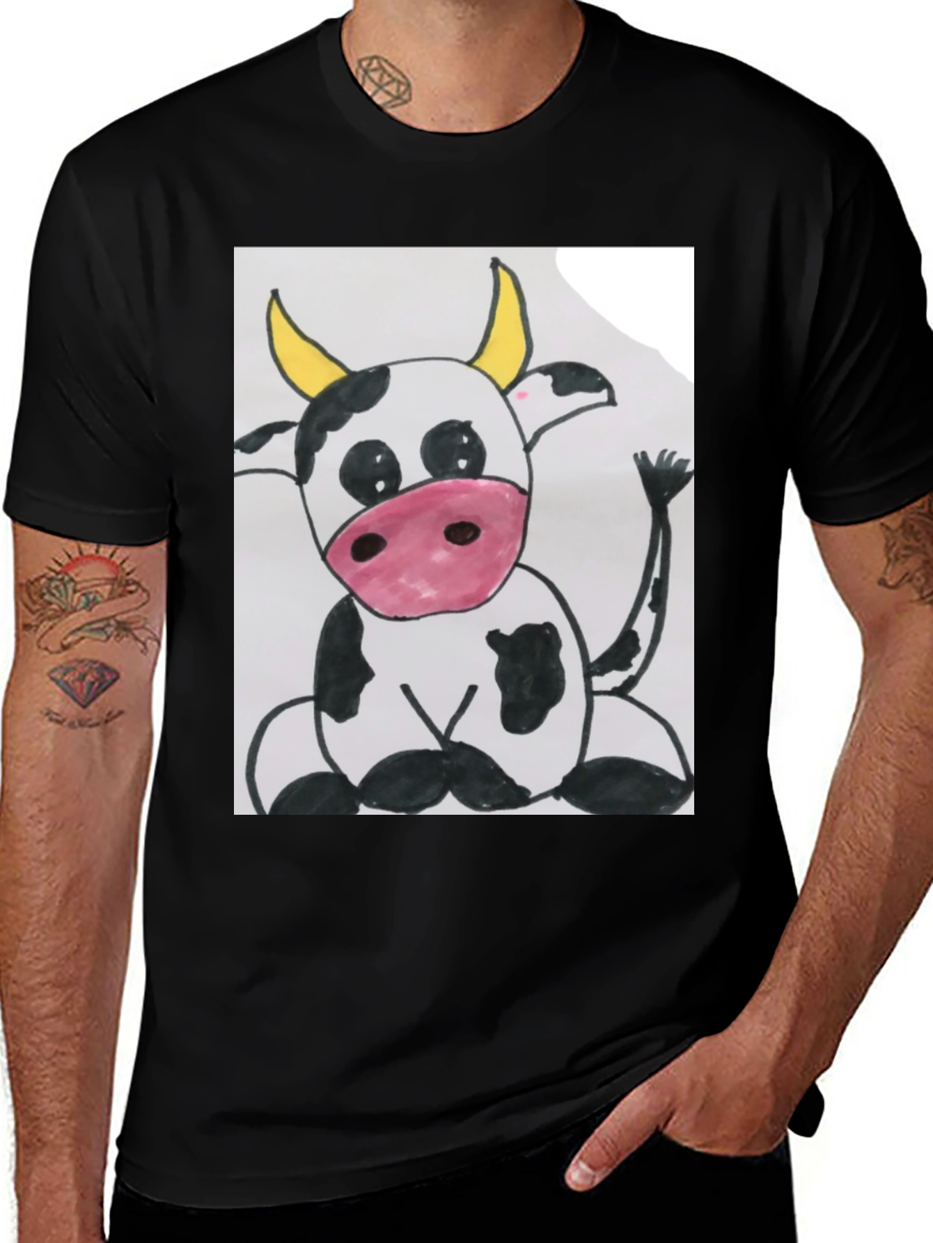 Cute Cartoon Cow Graphic T-Shirt