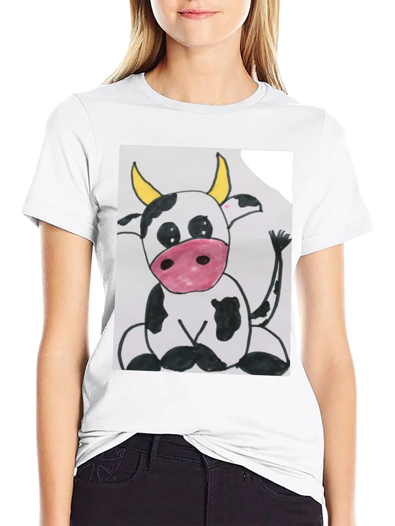 Cute Cartoon Cow Graphic T-Shirt