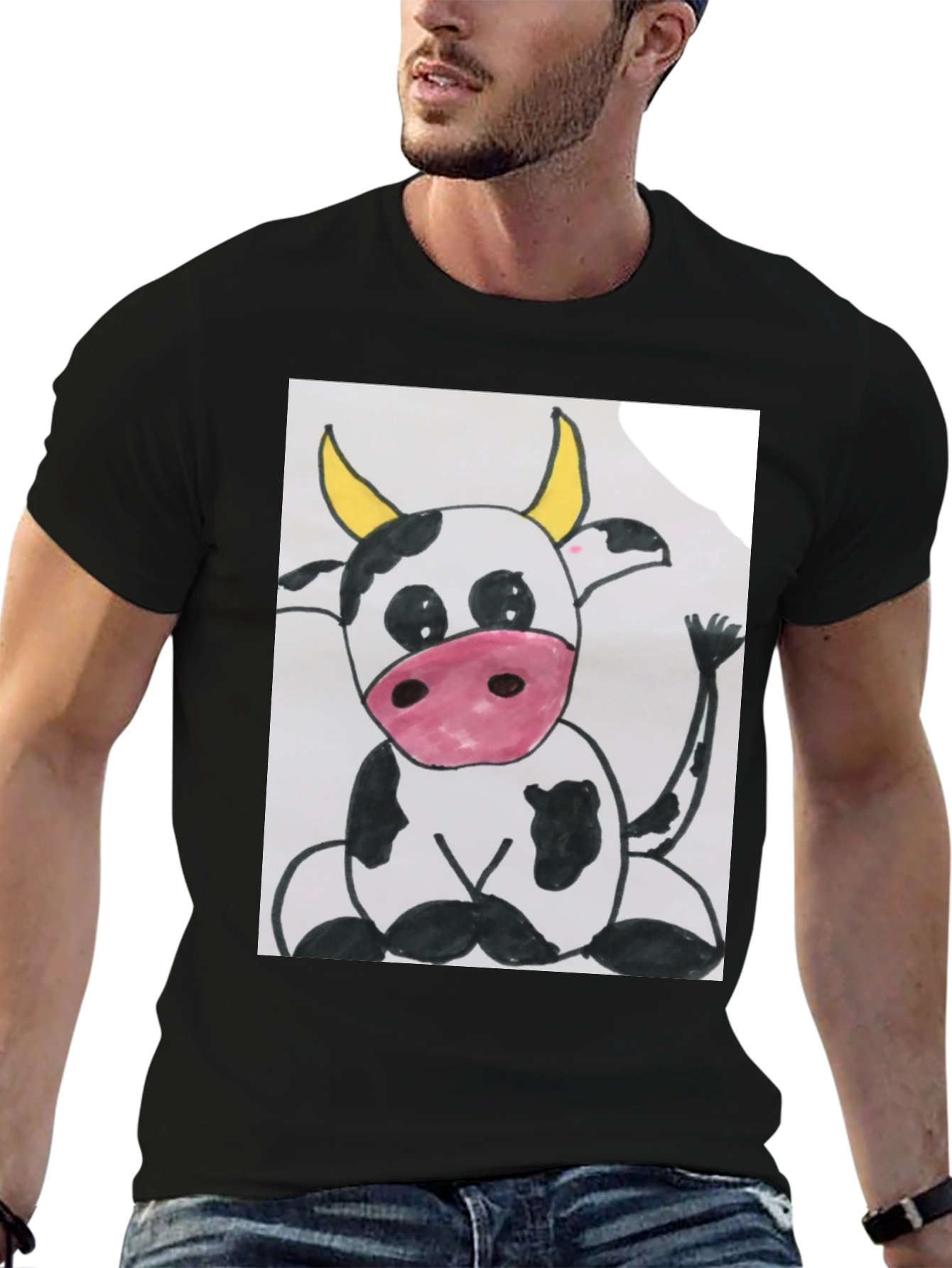 Cute Cartoon Cow Graphic T-Shirt
