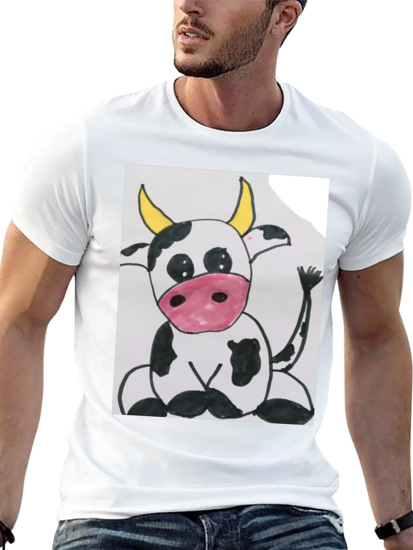 Cute Cartoon Cow Graphic T-Shirt
