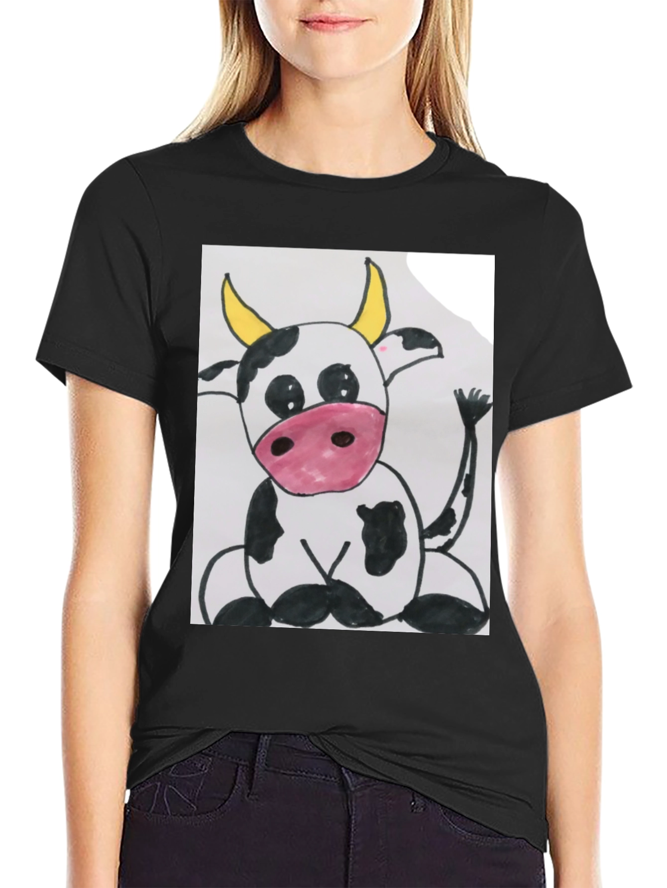 Cute Cartoon Cow Graphic T-Shirt