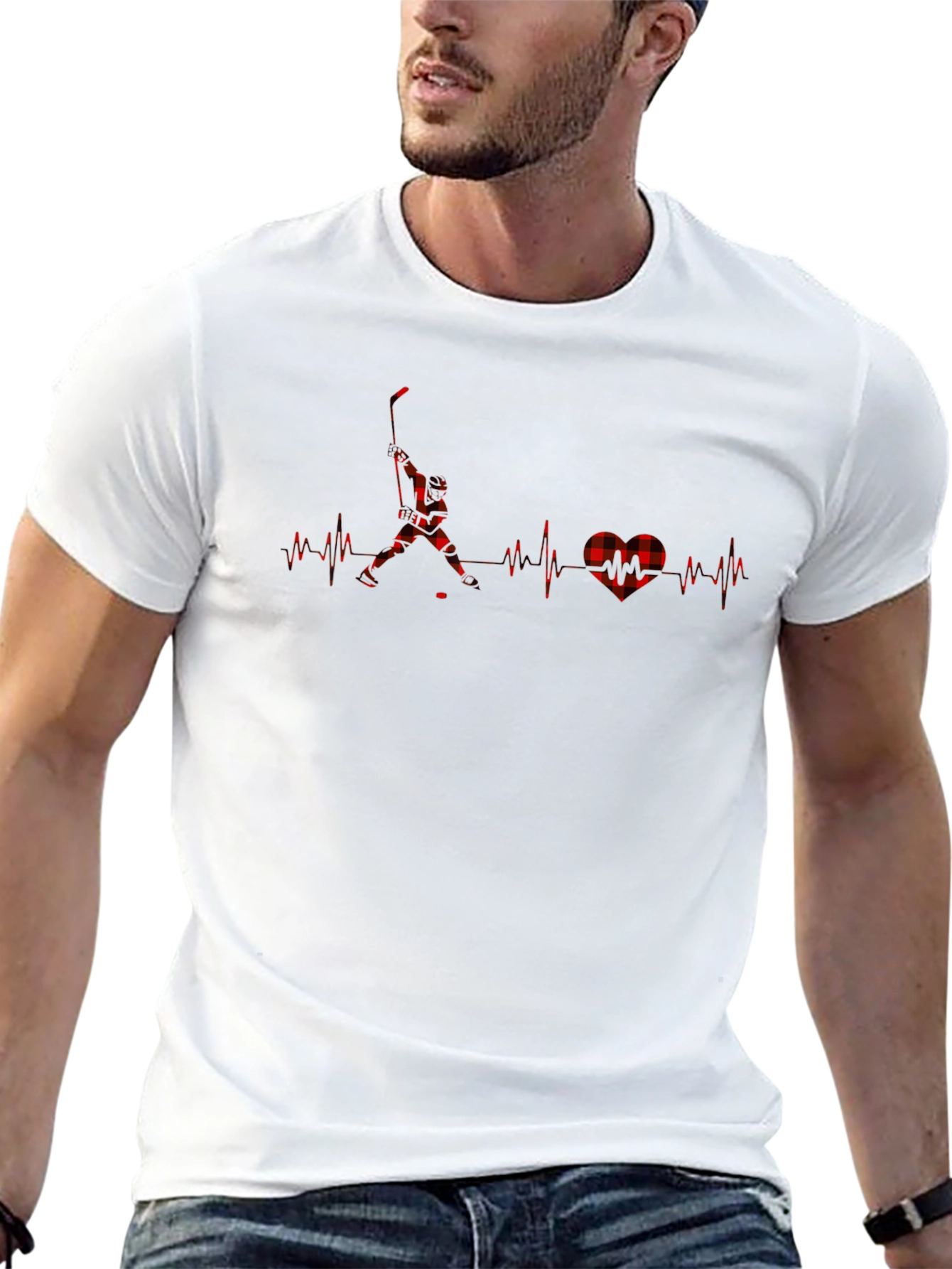 Hockey Love Heartbeat Graphic Tee