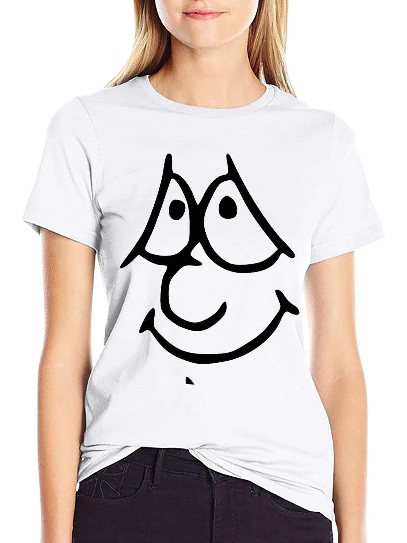Black Cartoon Face Graphic Tee