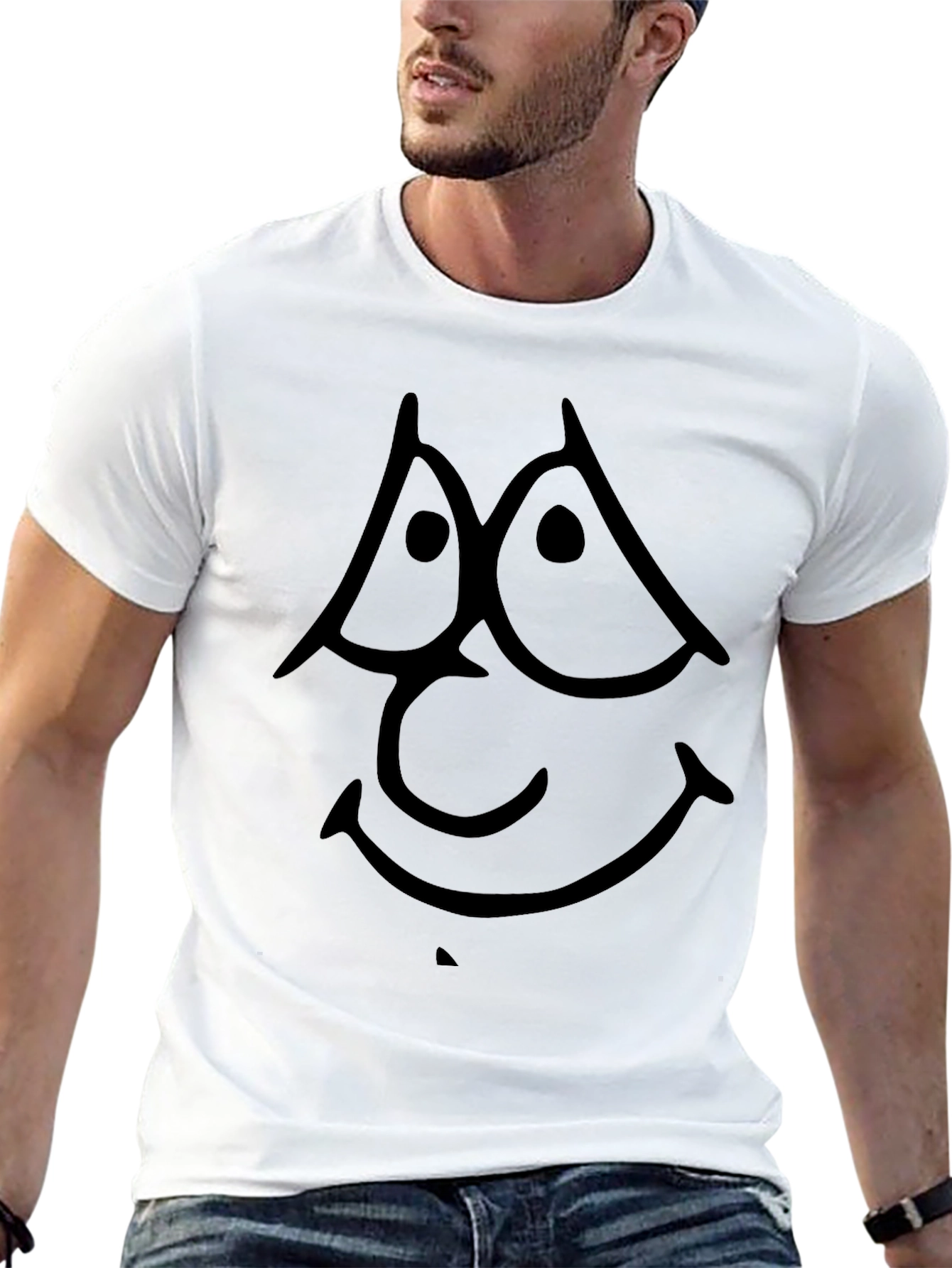 Black Cartoon Face Graphic Tee