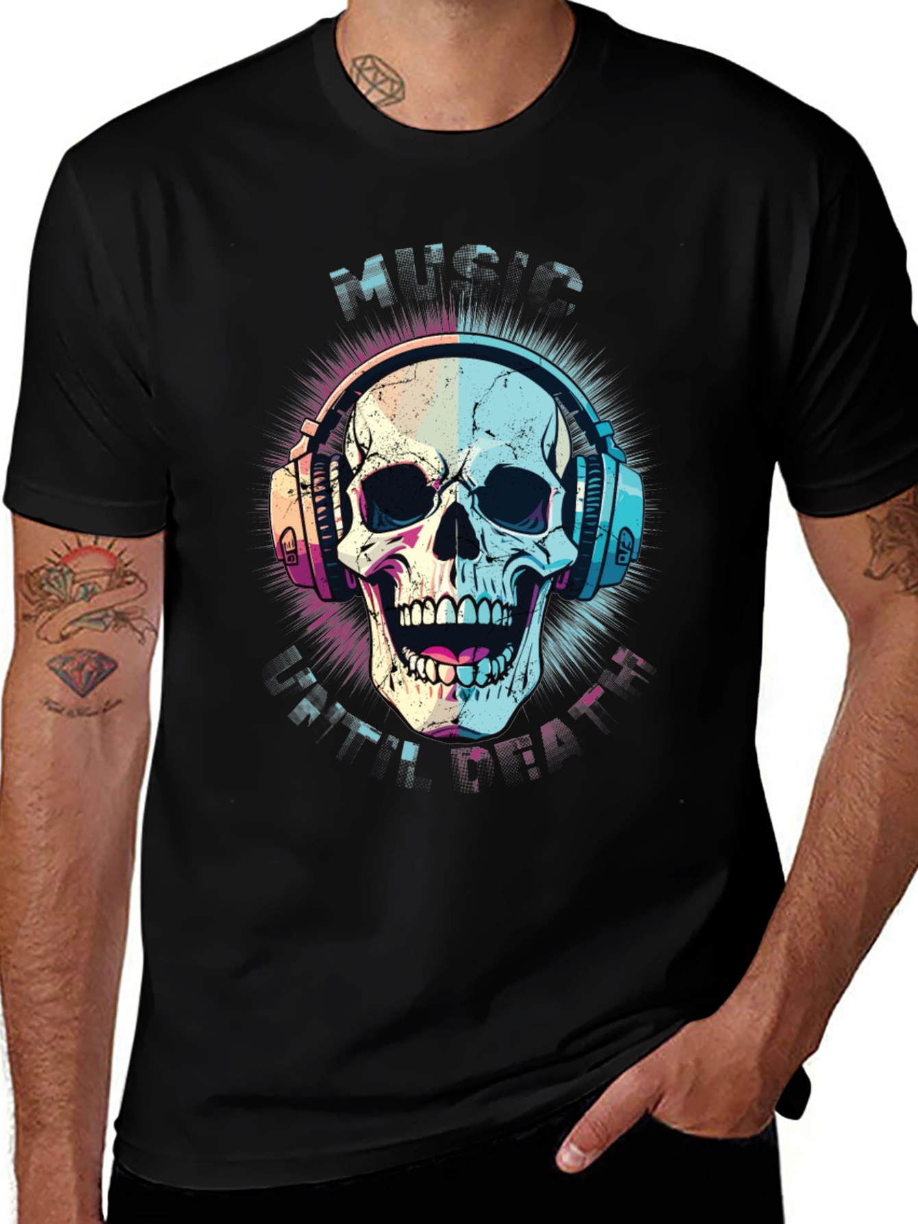 Music Lover Skull Graphic Tee