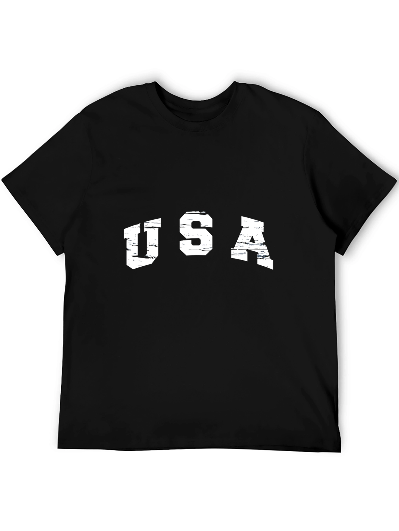 USA Distressed Print Black T-Shirt