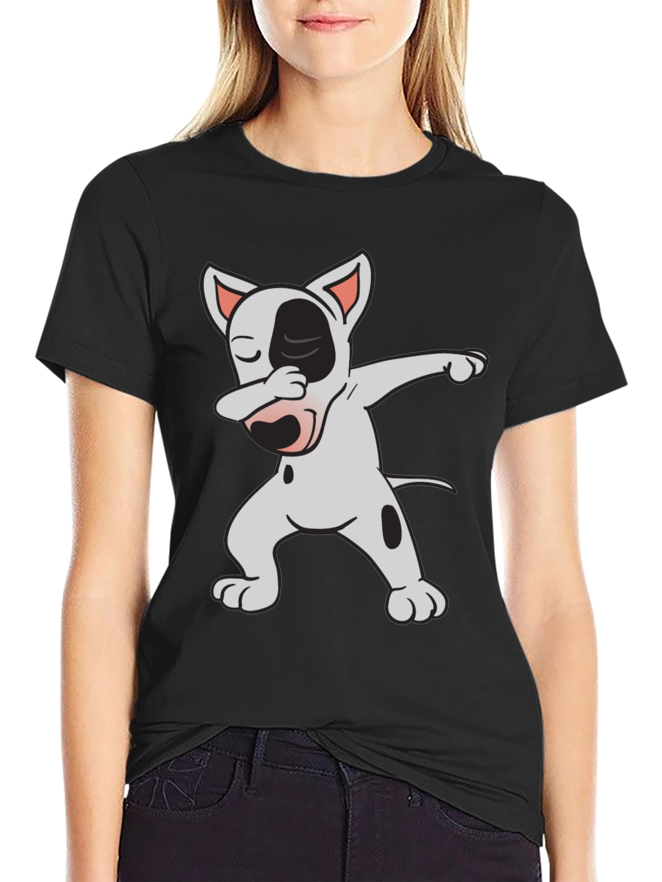 Dabbing Dog Graphic Tee - Cool Black Cotton T-Shirt