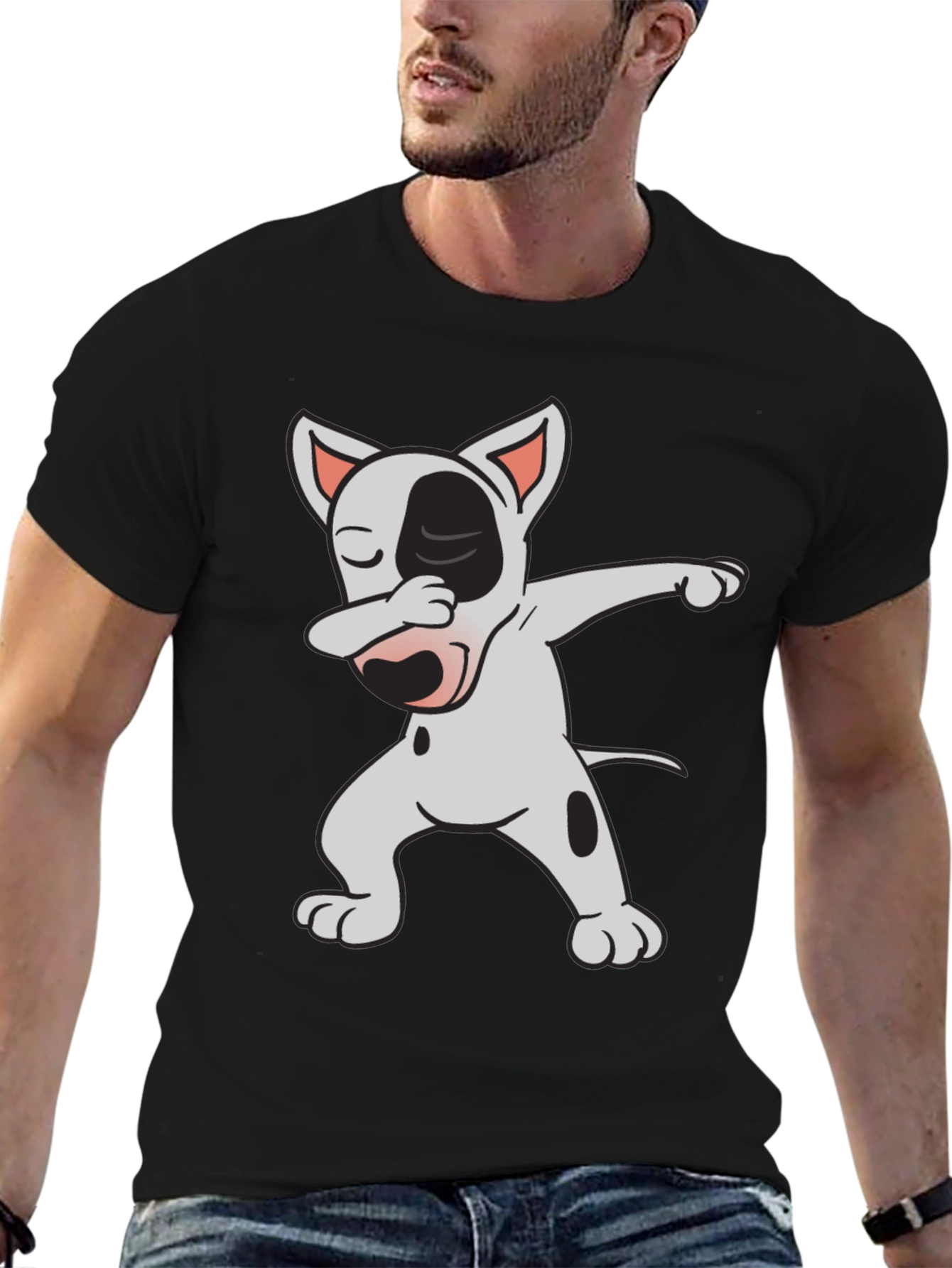 Dabbing Dog Graphic Tee - Cool Black Cotton T-Shirt