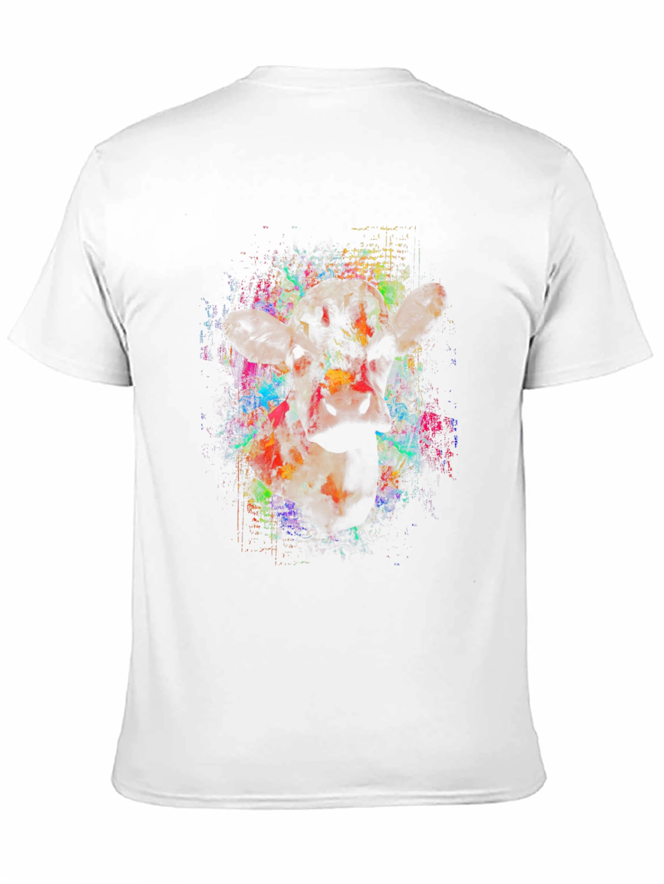 Vibrant Cow Graphic Black T-Shirt