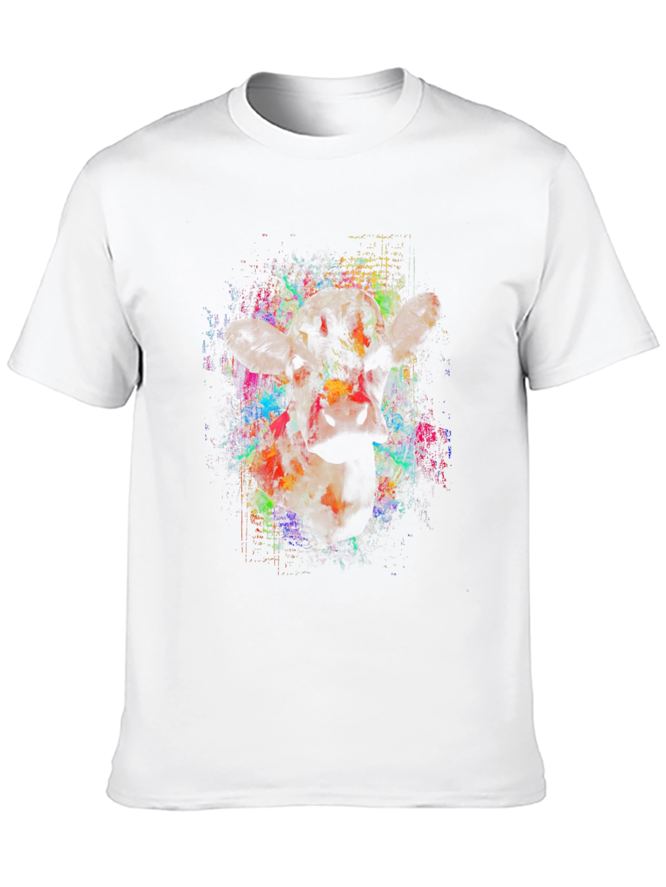 Vibrant Cow Graphic Black T-Shirt