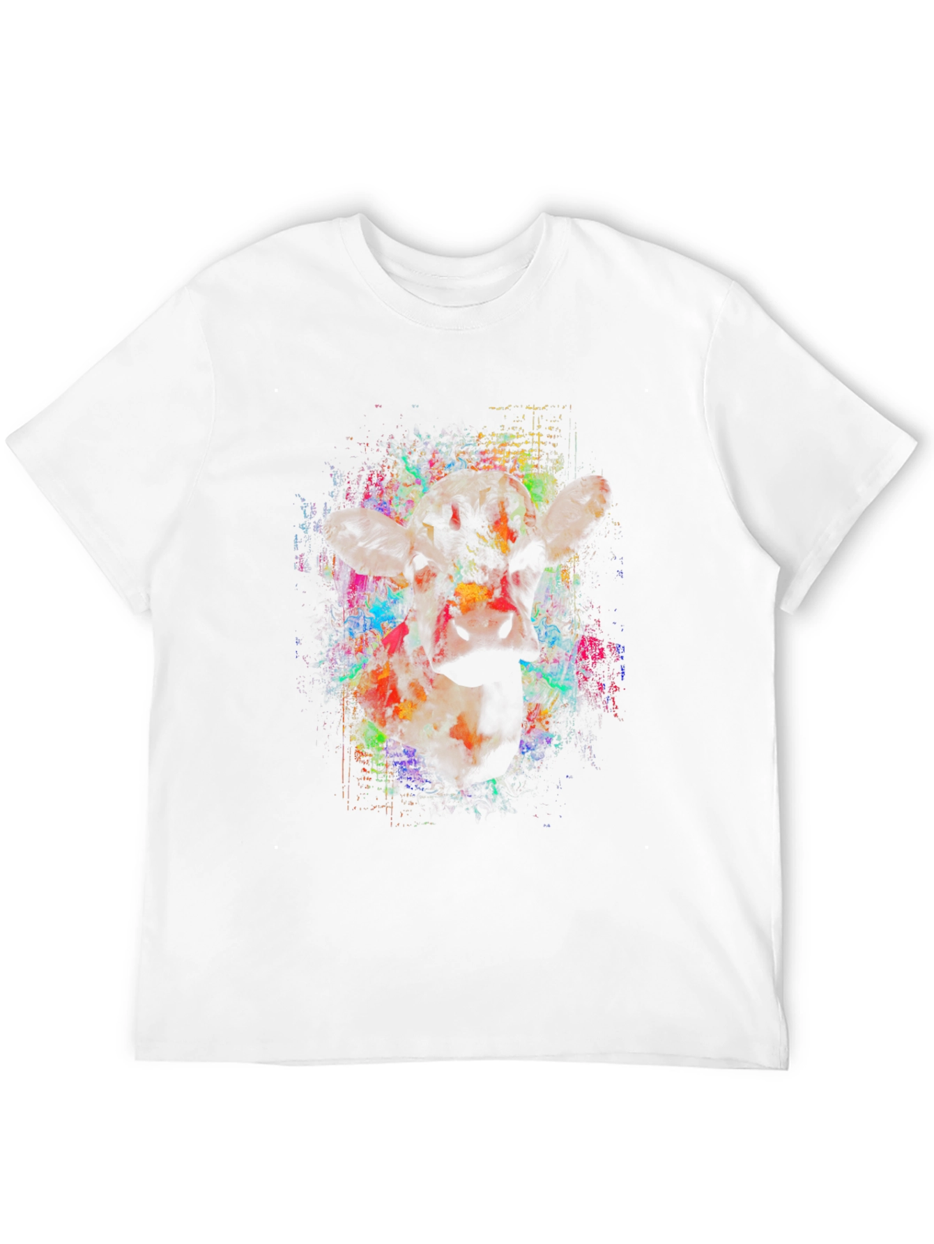Vibrant Cow Graphic Black T-Shirt