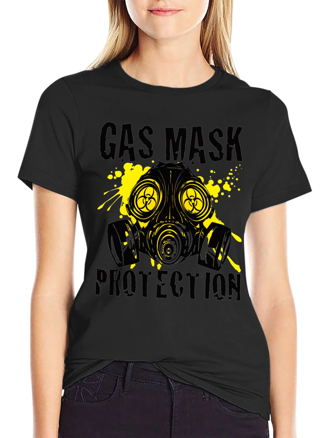 Gas Mask Protection Black Graphic T-Shirt
