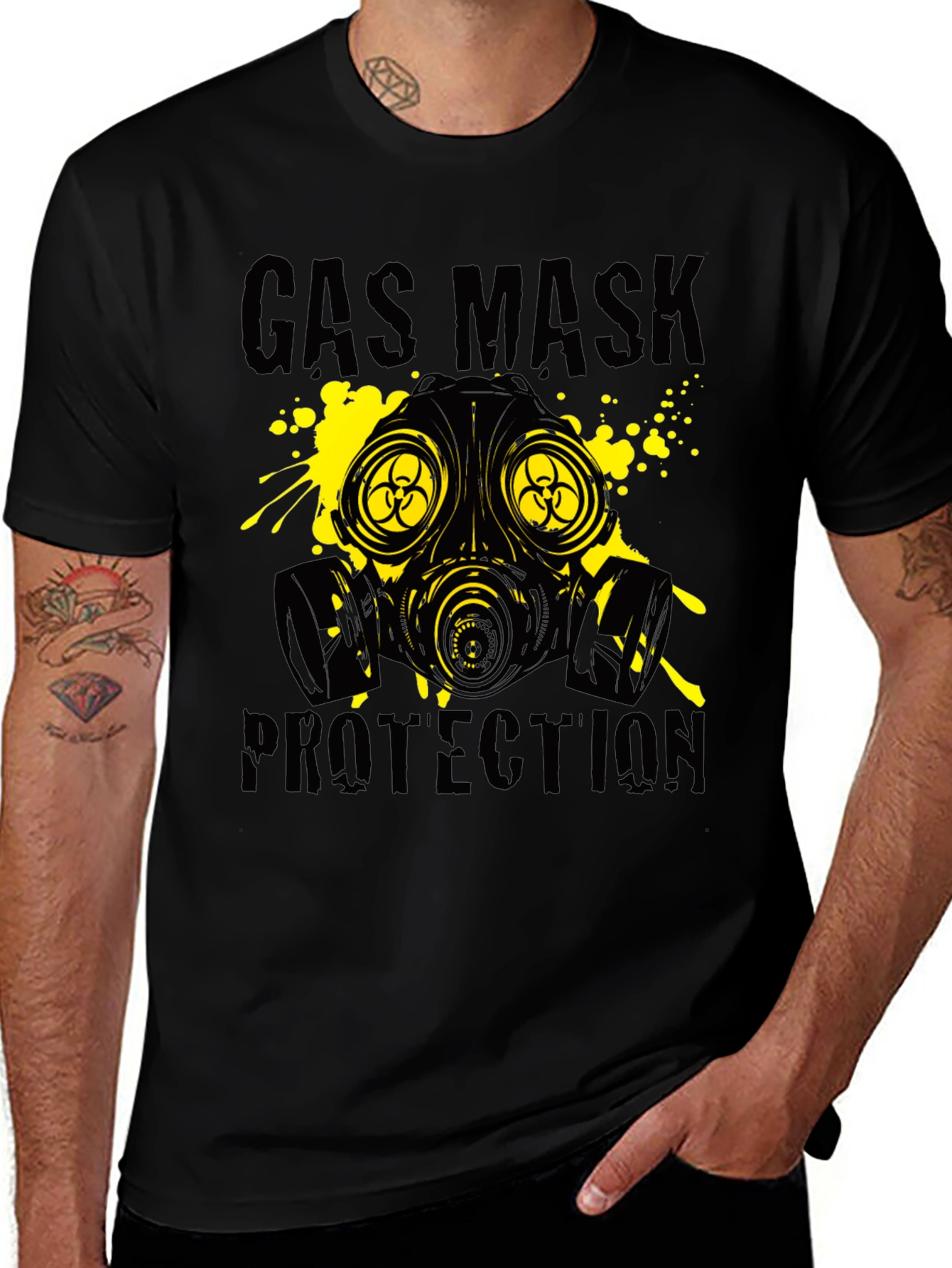 Gas Mask Protection Black Graphic T-Shirt