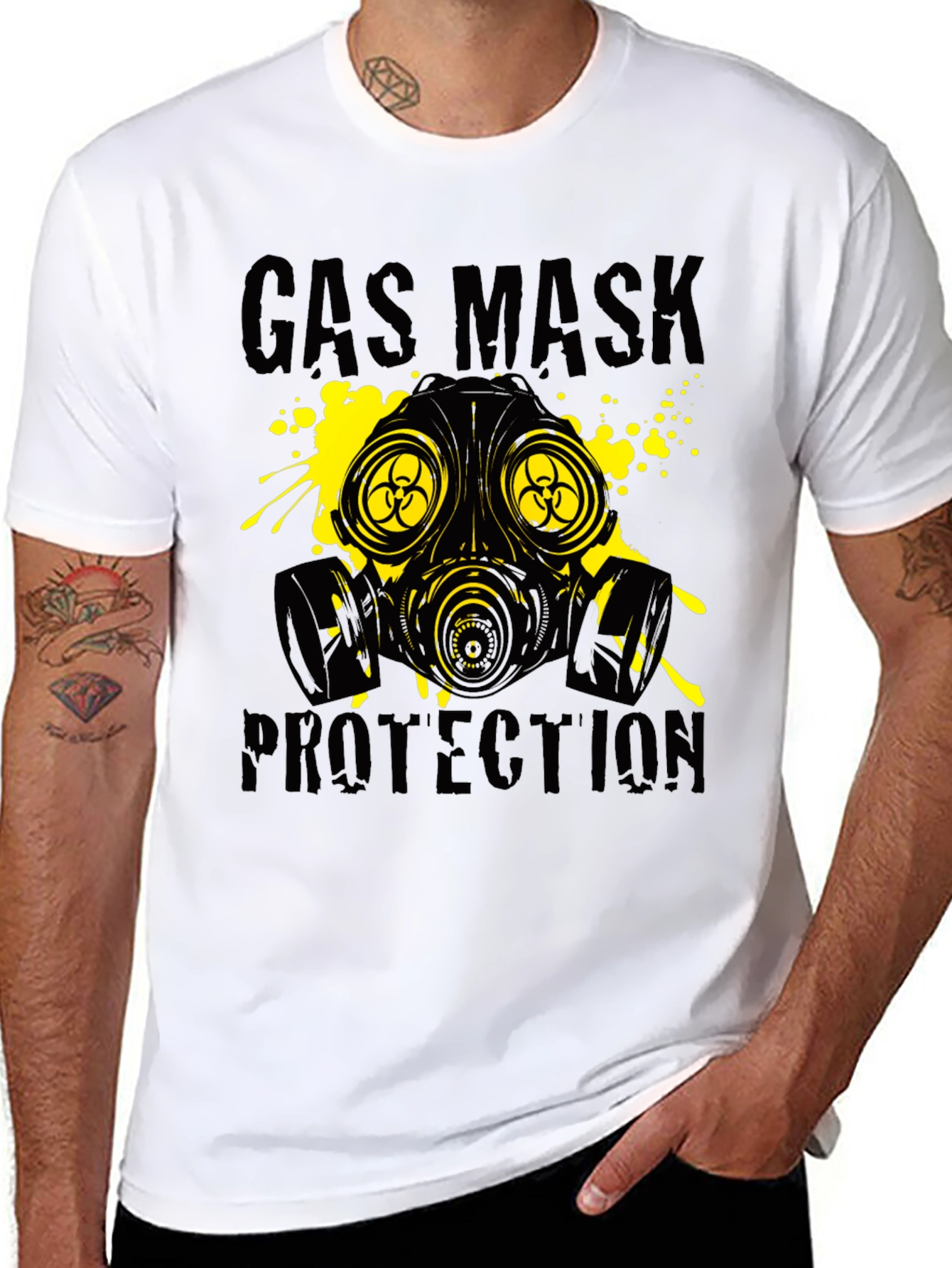 Gas Mask Protection Black Graphic T-Shirt