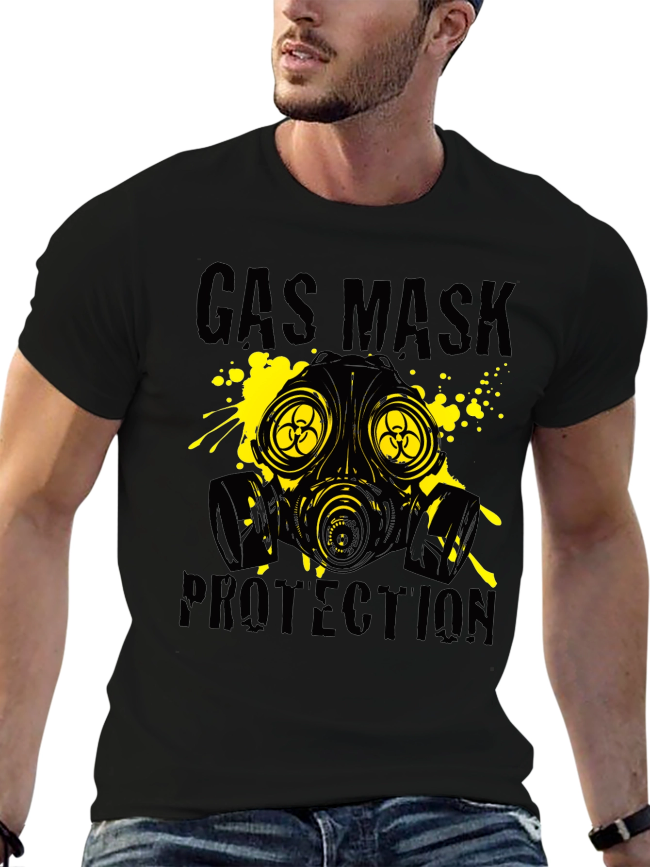 Gas Mask Protection Black Graphic T-Shirt