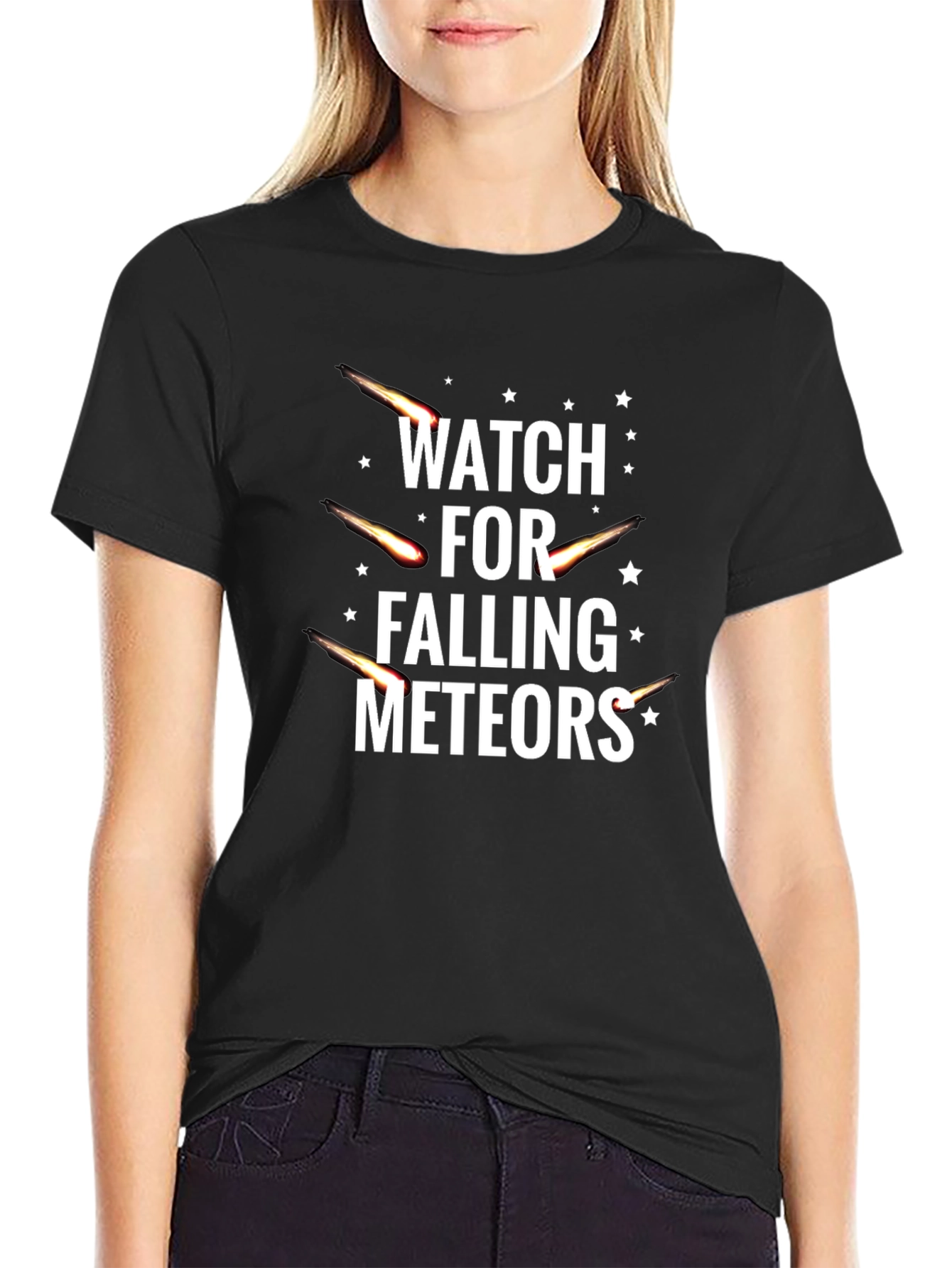 Watch for Falling Meteors Black T-Shirt