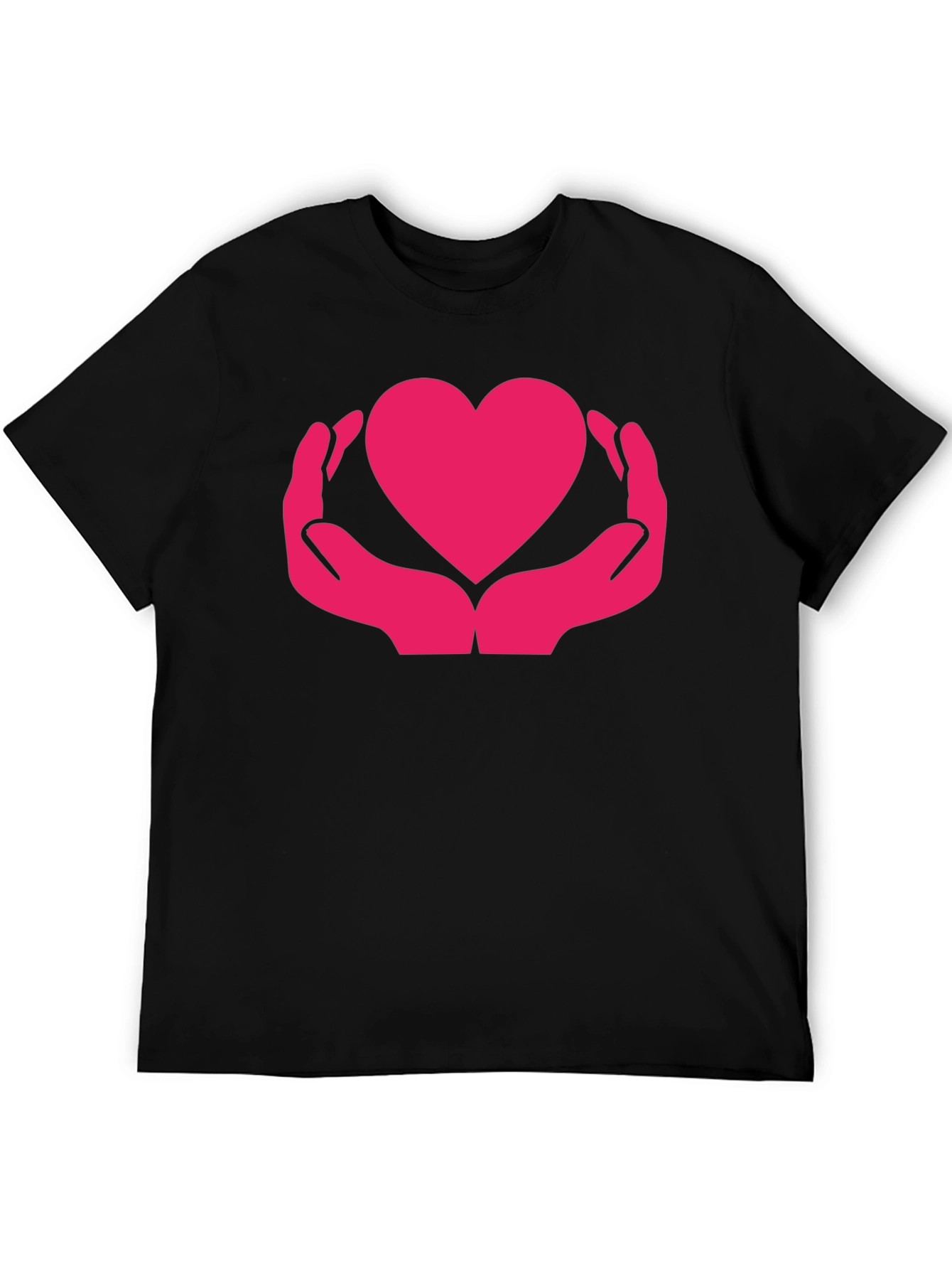 Heart in Hands Graphic Black T-Shirt