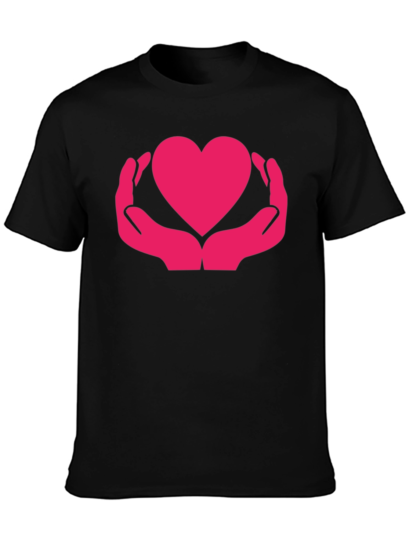 Heart in Hands Graphic Black T-Shirt