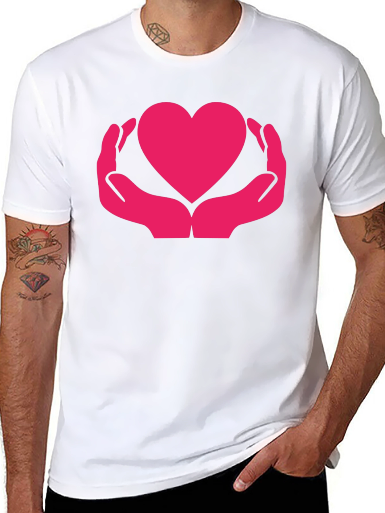 Heart in Hands Graphic Black T-Shirt