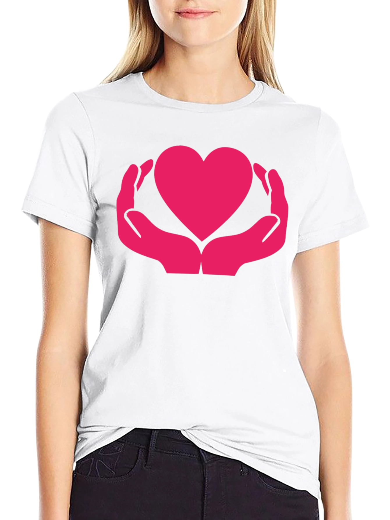 Heart in Hands Graphic Black T-Shirt
