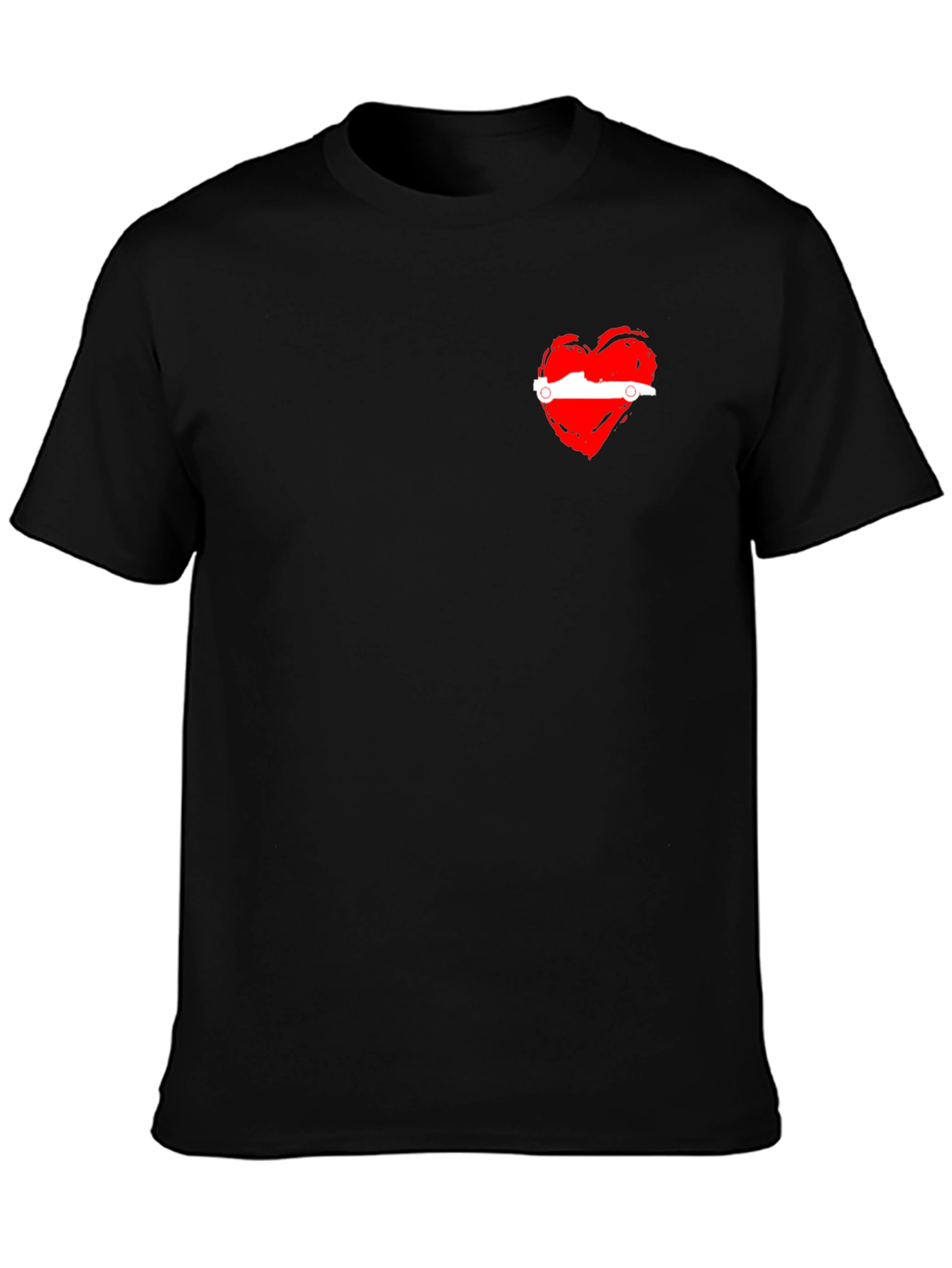 Heart Car Graphic Black T-Shirt