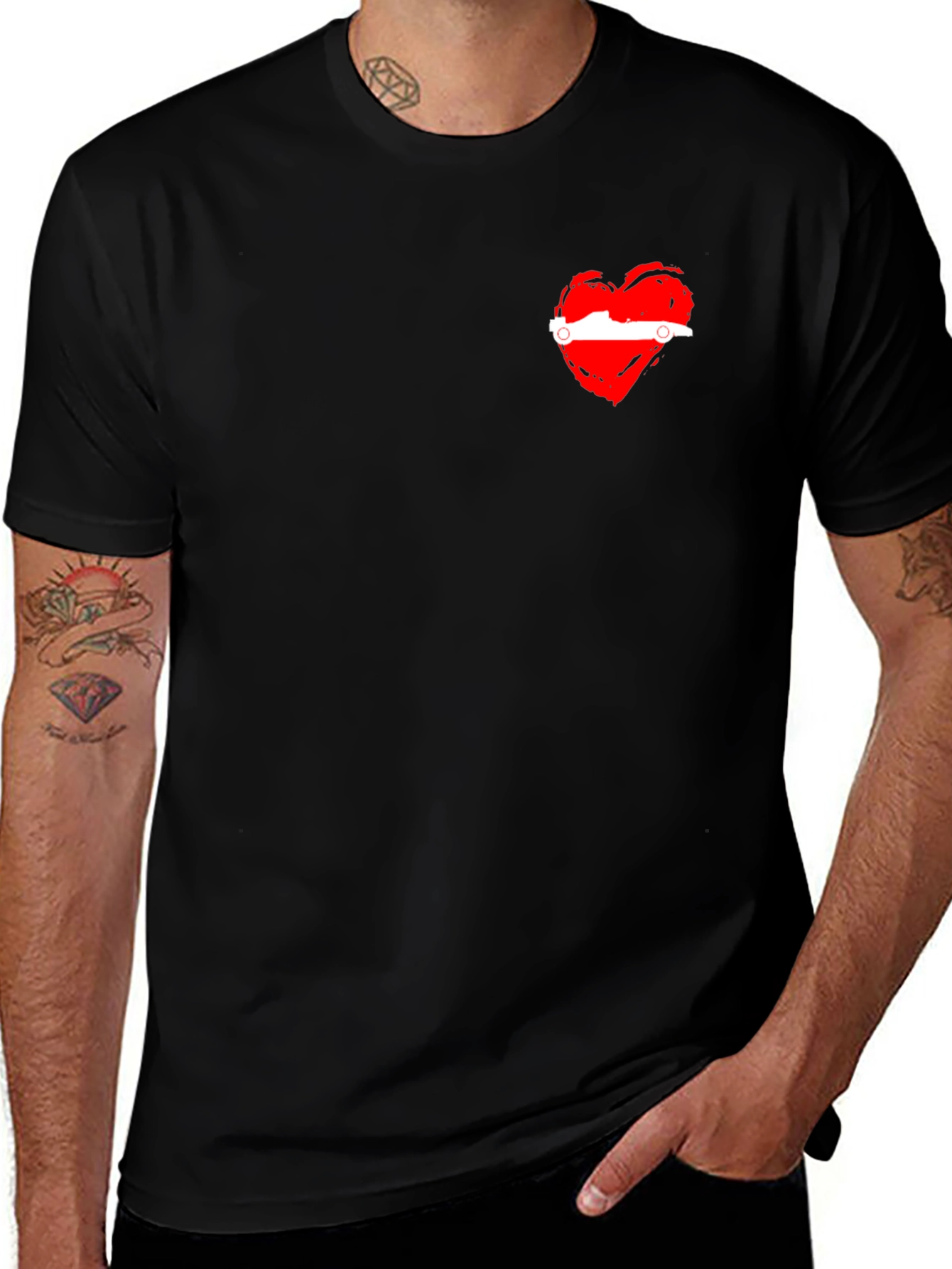 Heart Car Graphic Black T-Shirt