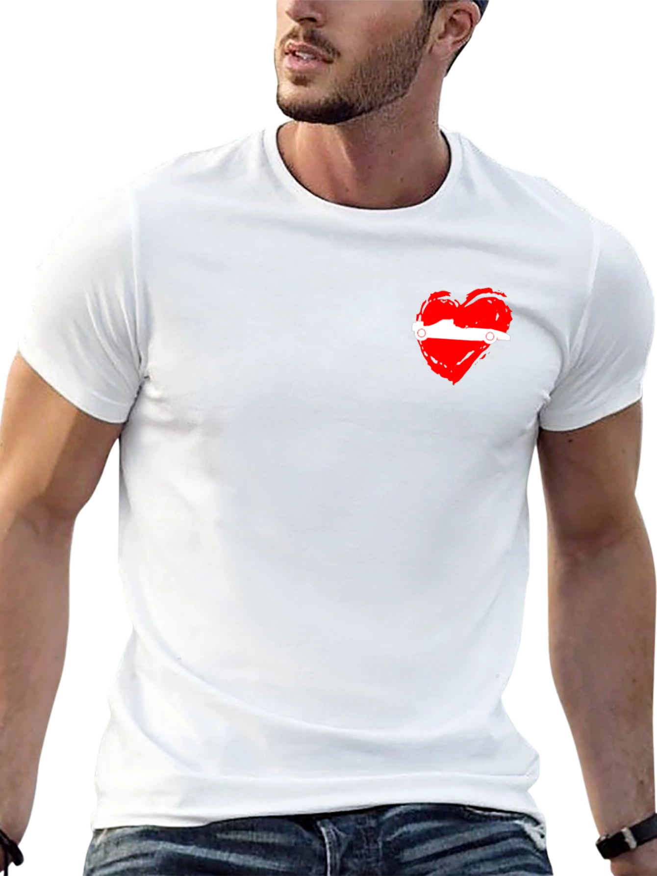 Heart Car Graphic Black T-Shirt
