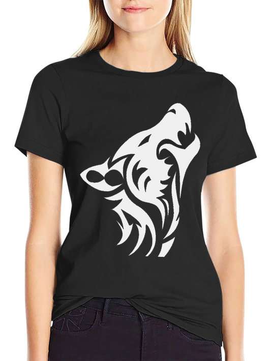 Tribal Wolf Graphic Black T-Shirt