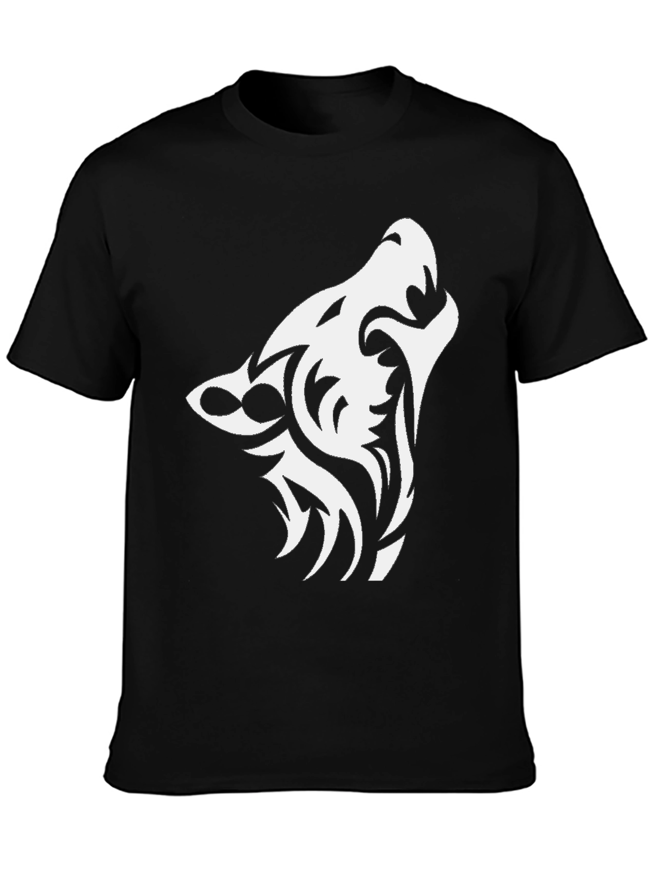 Tribal Wolf Graphic Black T-Shirt